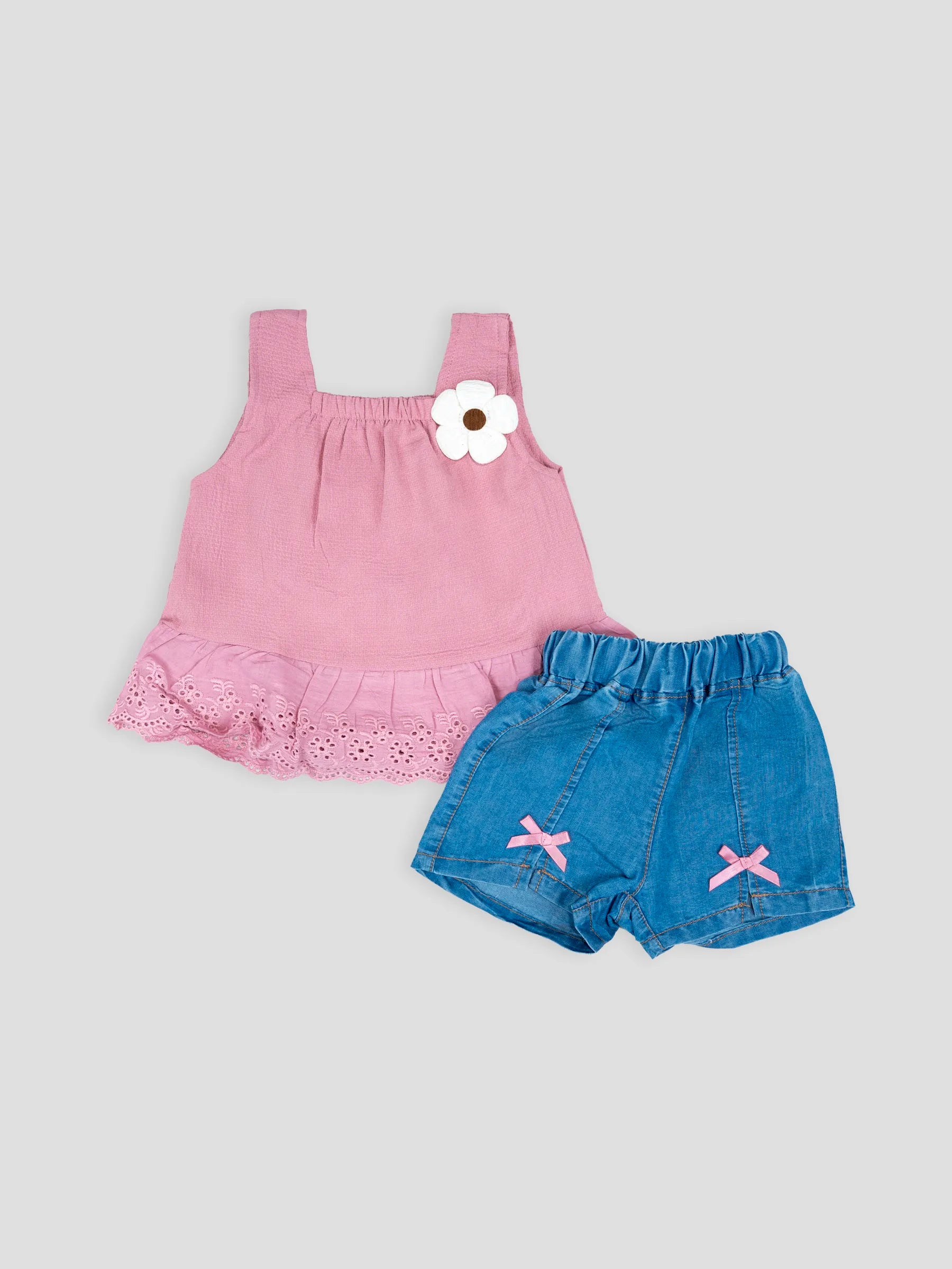 Hap & Hope  Sleeveless Cotton Top & Shorts For Baby Girls
