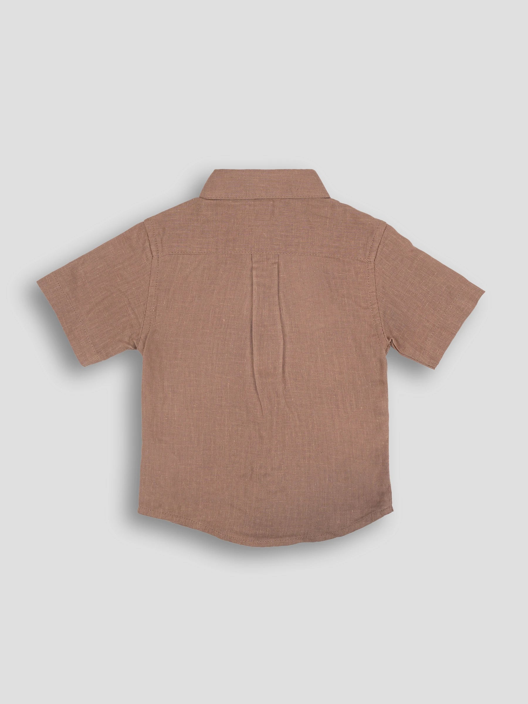Hap&Hope Plain Collar Neck Half Sleeve Linen Shirt for Boys
