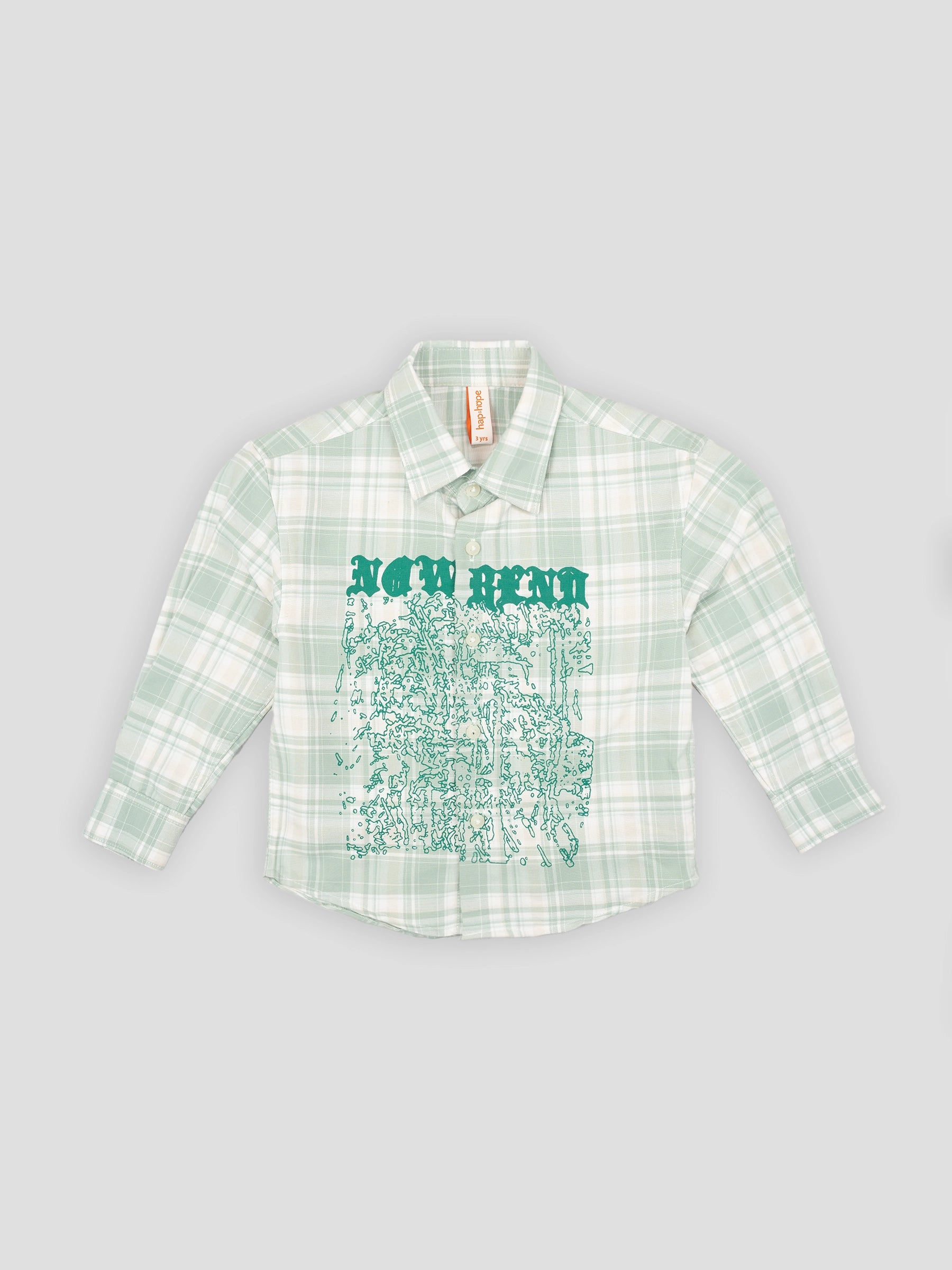 Hap&Hope Checked Graphic Print Full Sleeve Cotton Shirt for Boys