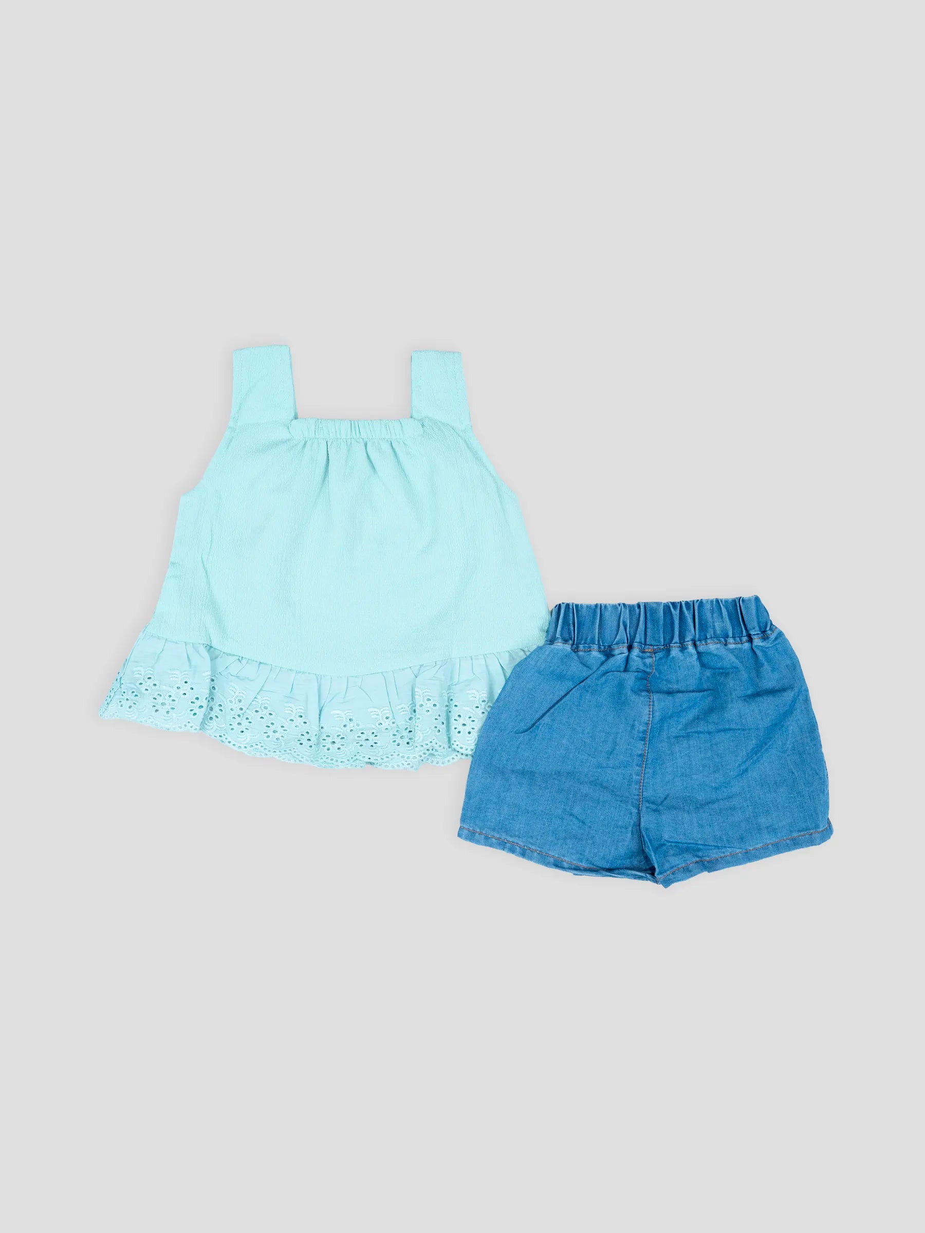 Hap & Hope  Sleeveless Cotton Top & Shorts For Baby Girls