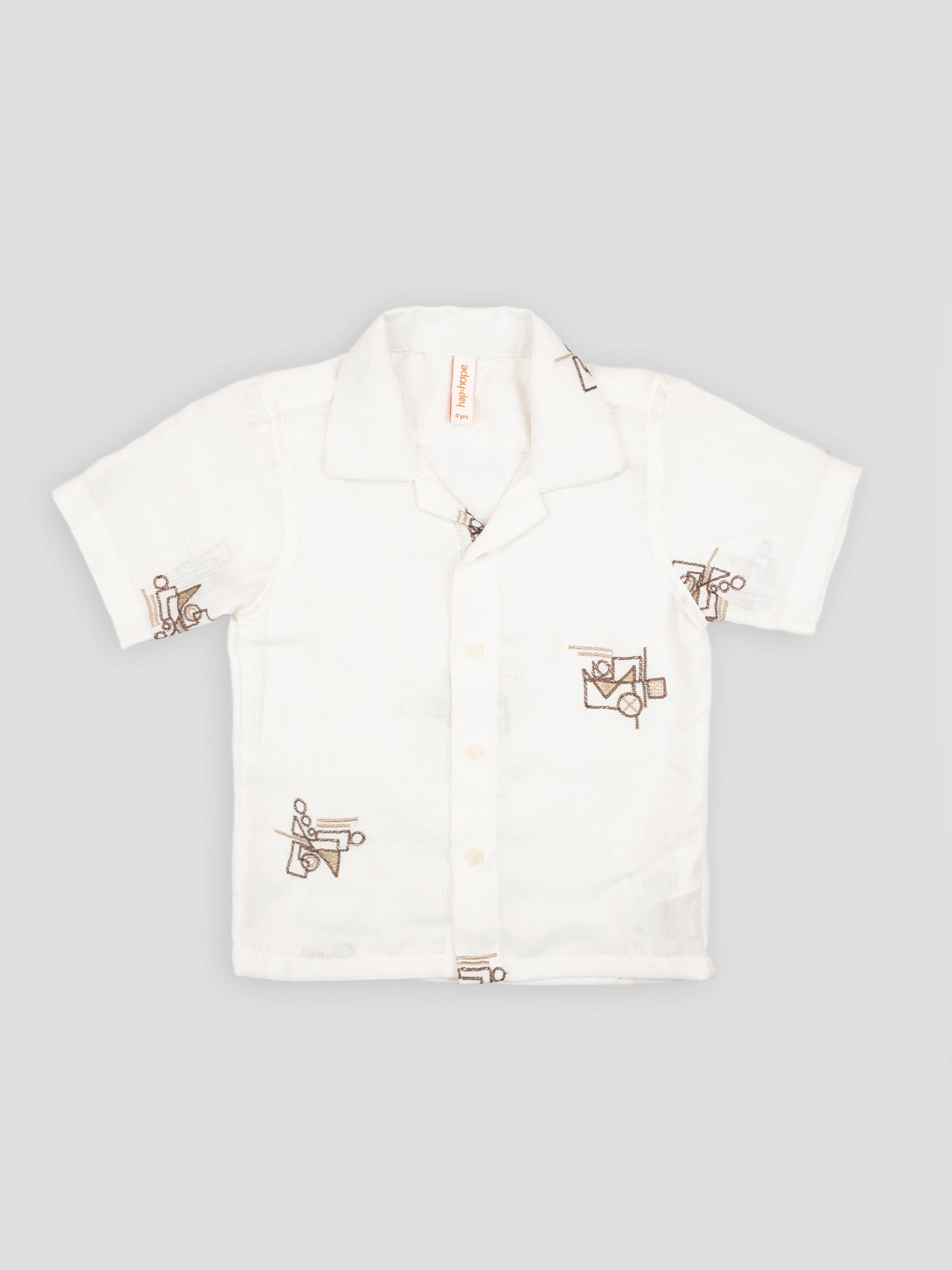 Hap&Hope Printed Camp Collar Half Sleeve Poly Cotton Shirt for Boys