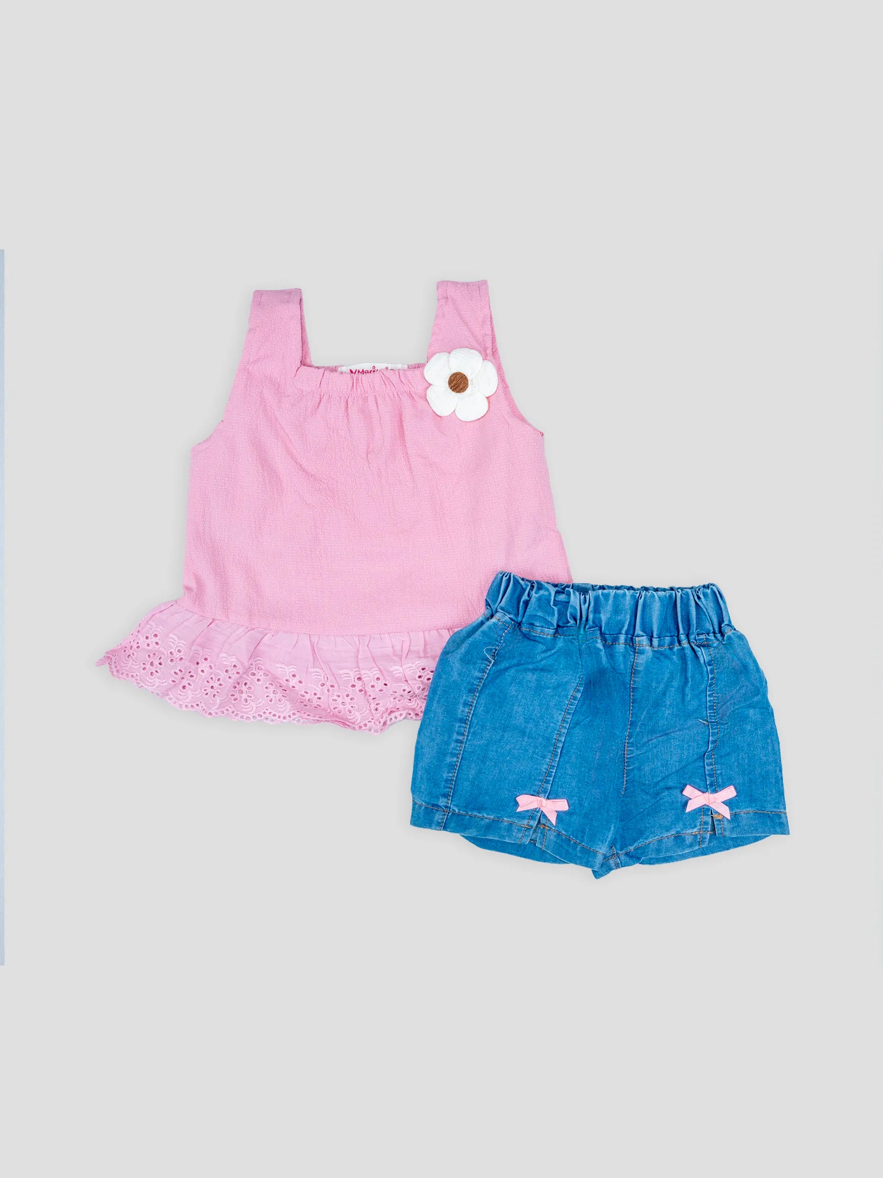 Hap & Hope  Sleeveless Cotton Top & Shorts For Baby Girls