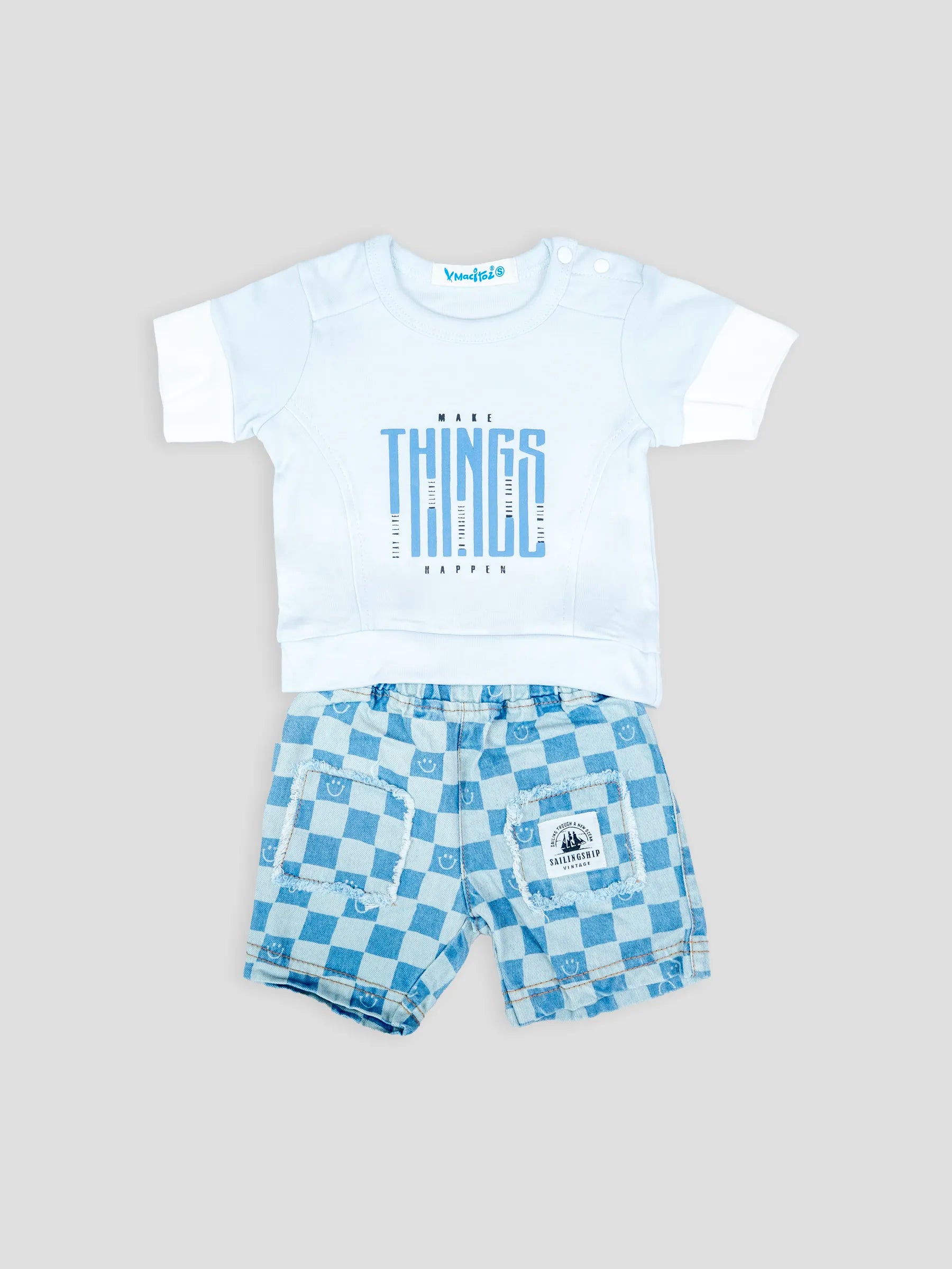 Hap & Hope  Printed Round Neck Half Sleeve Cotton T-Shirt & Shorts For Baby Boys