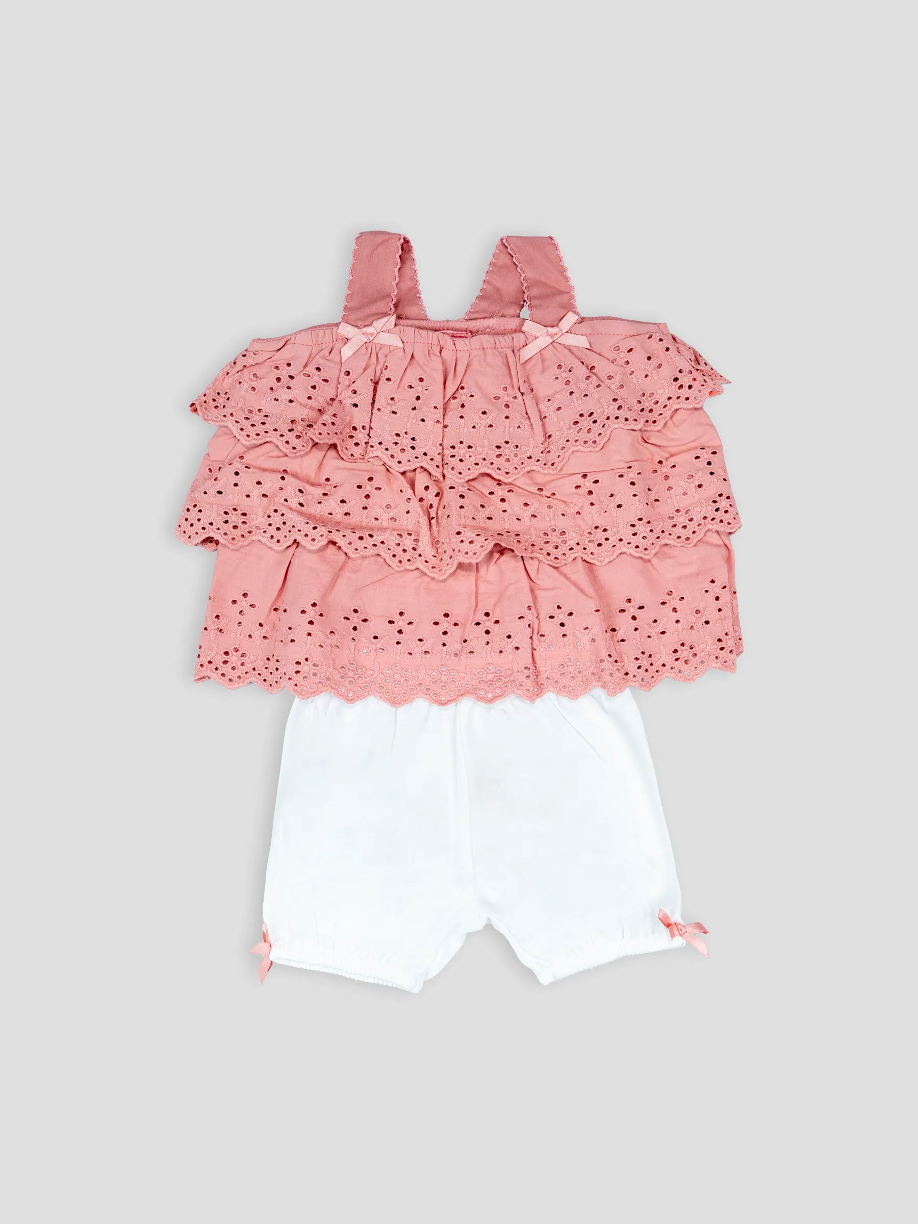 Hap & Hope  Cotton Layered Top & Shorts For Baby Girls