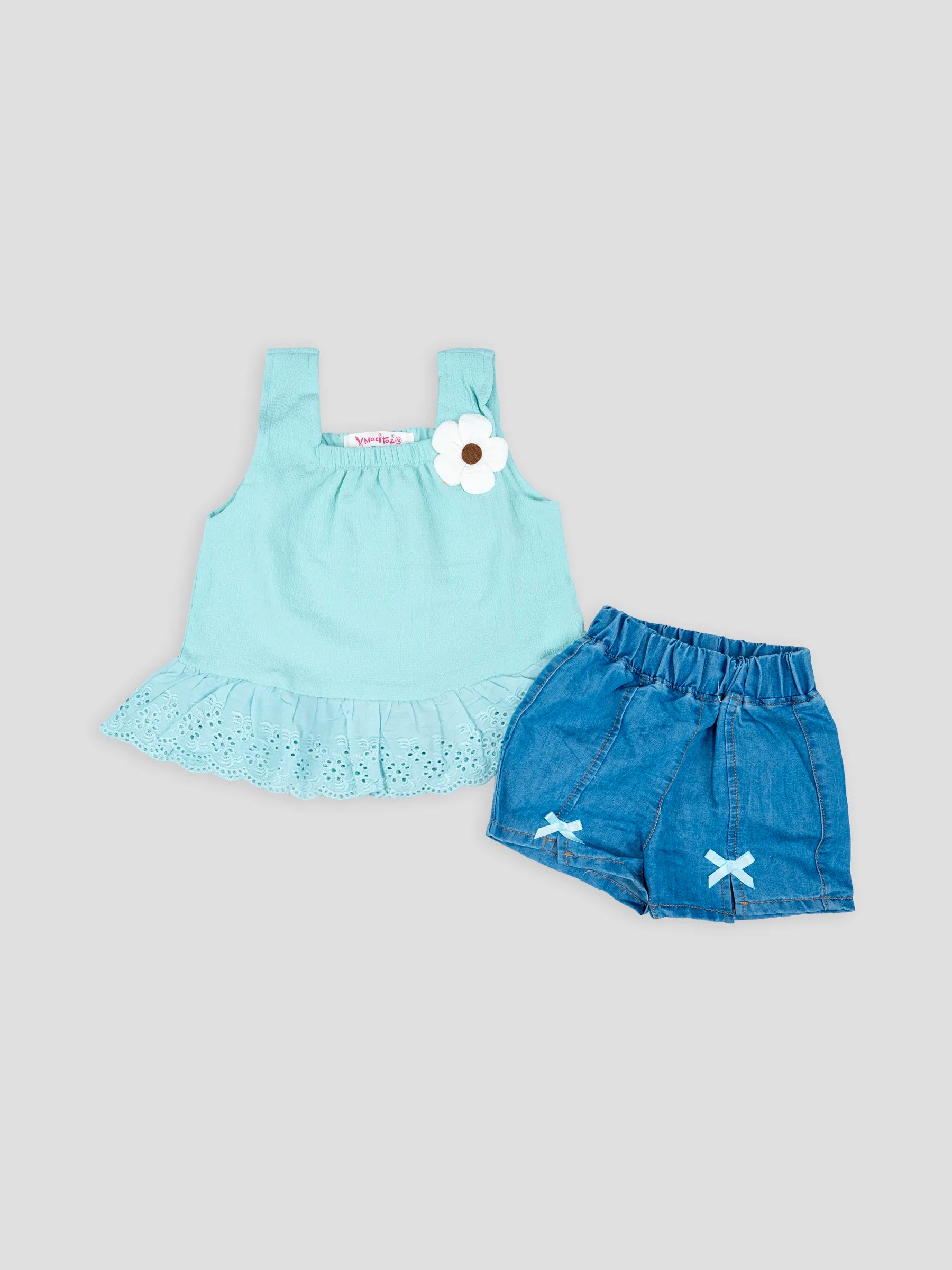 Hap & Hope  Sleeveless Cotton Top & Shorts For Baby Girls