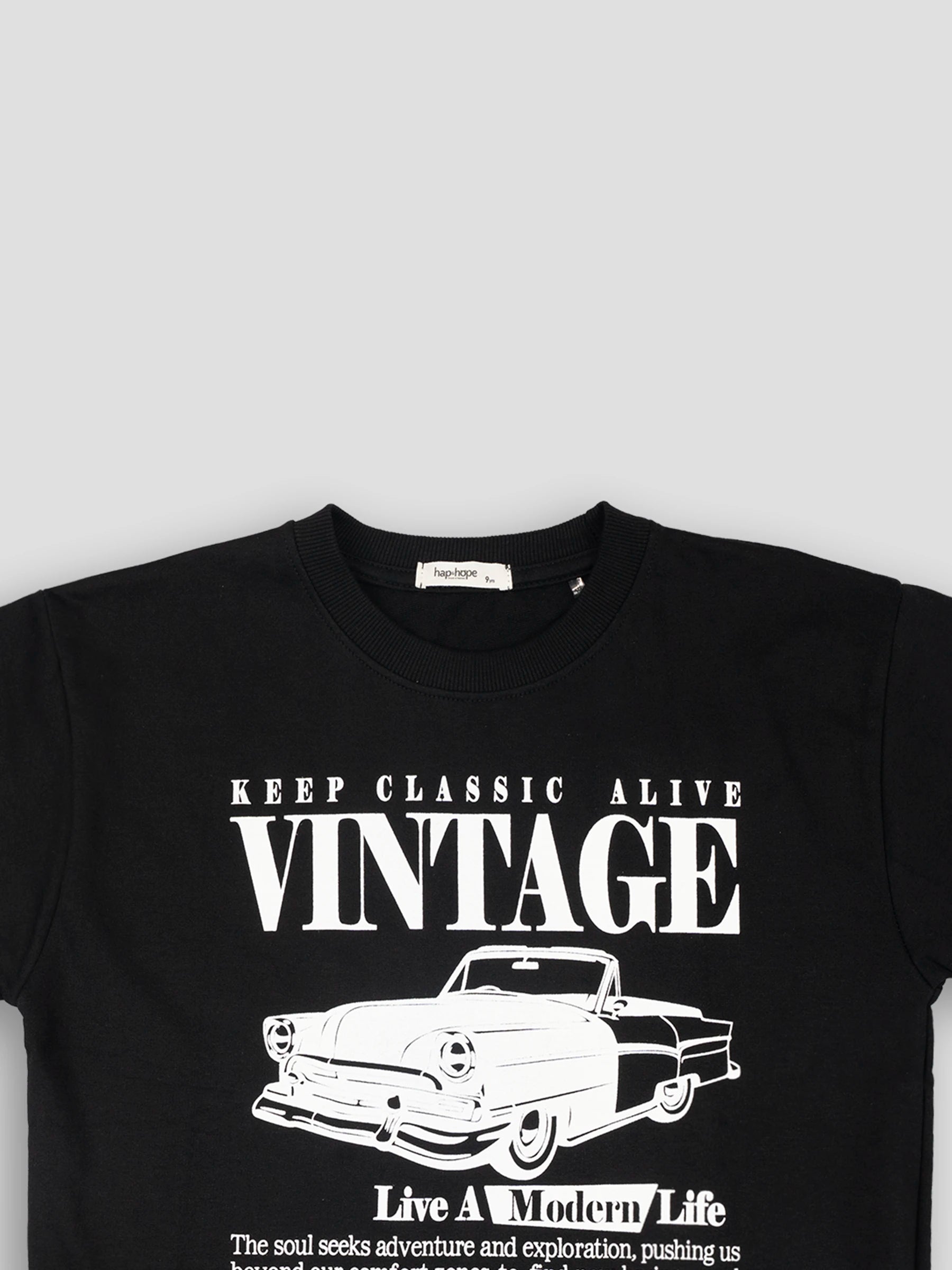 Hap&Hope Vintage Car Print Round Neck Half Sleeve T-Shirt for Boys