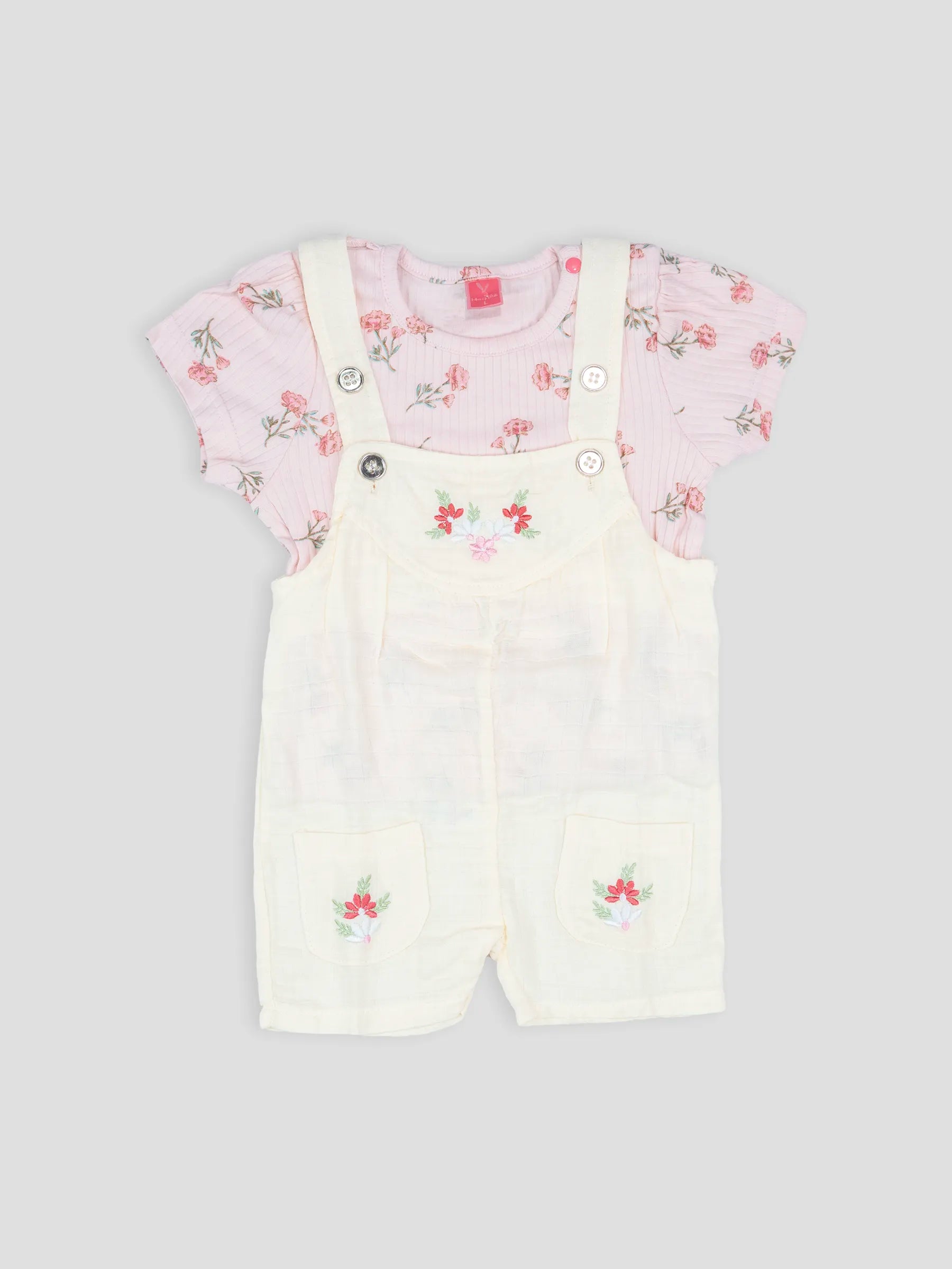 Hap & Hope  Floral Printed Cotton Baba Suit For Baby Girls