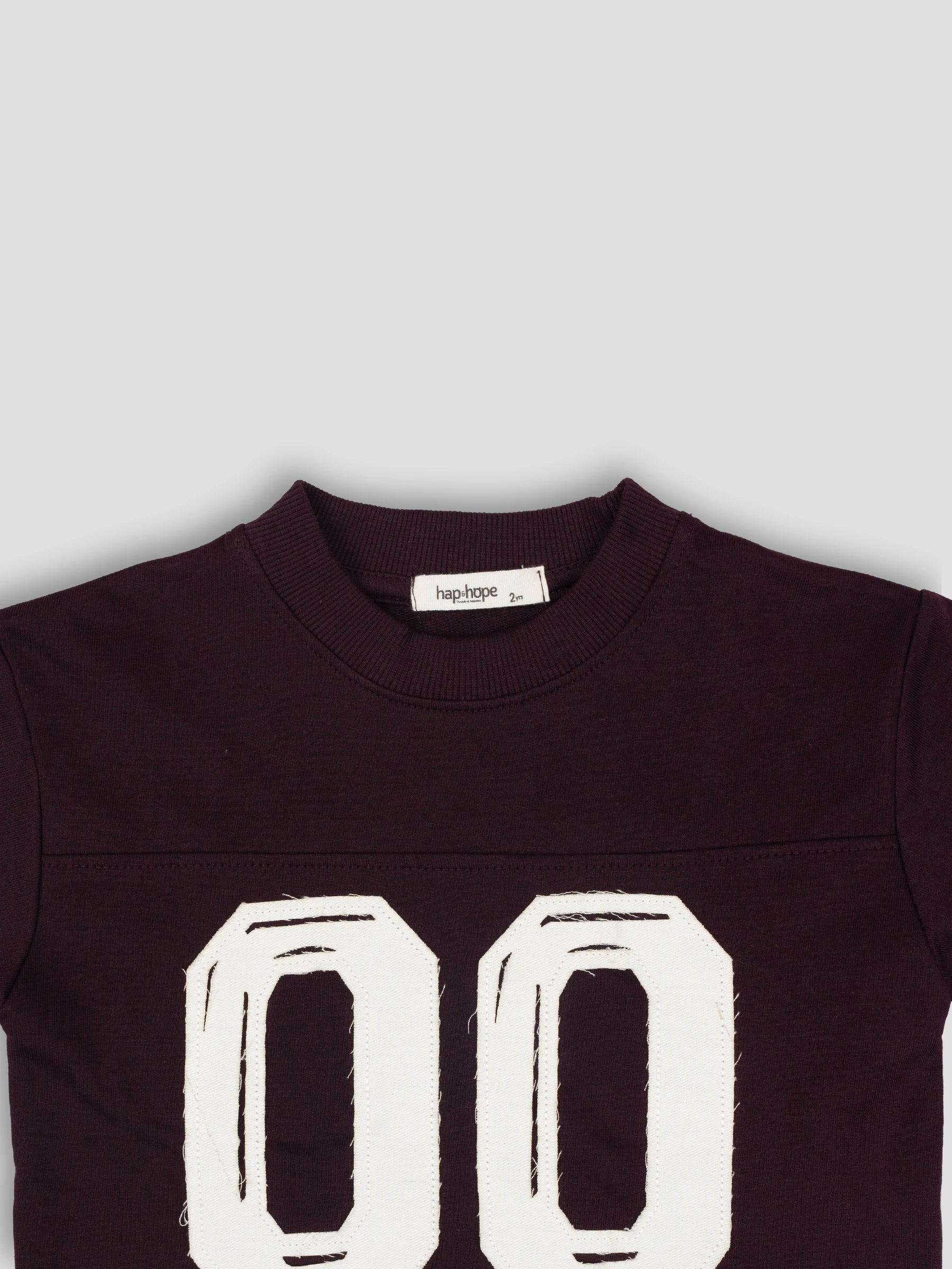Hap&Hope Varsity Number Patch Round Neck Half Sleeve T-Shirt for Boys
