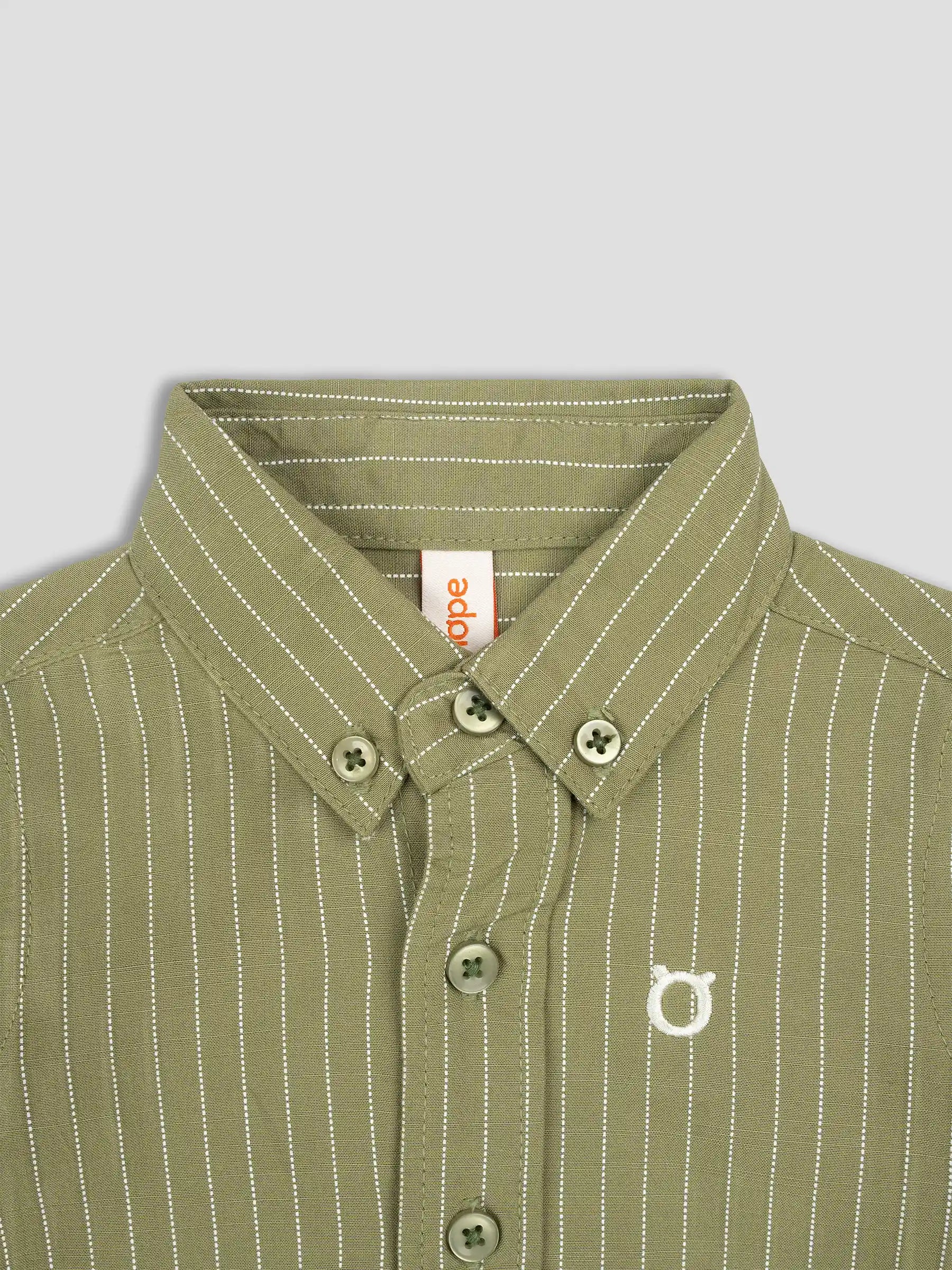 Hap&Hope Striped Collar Neck Full Sleeve Shirt for Boys