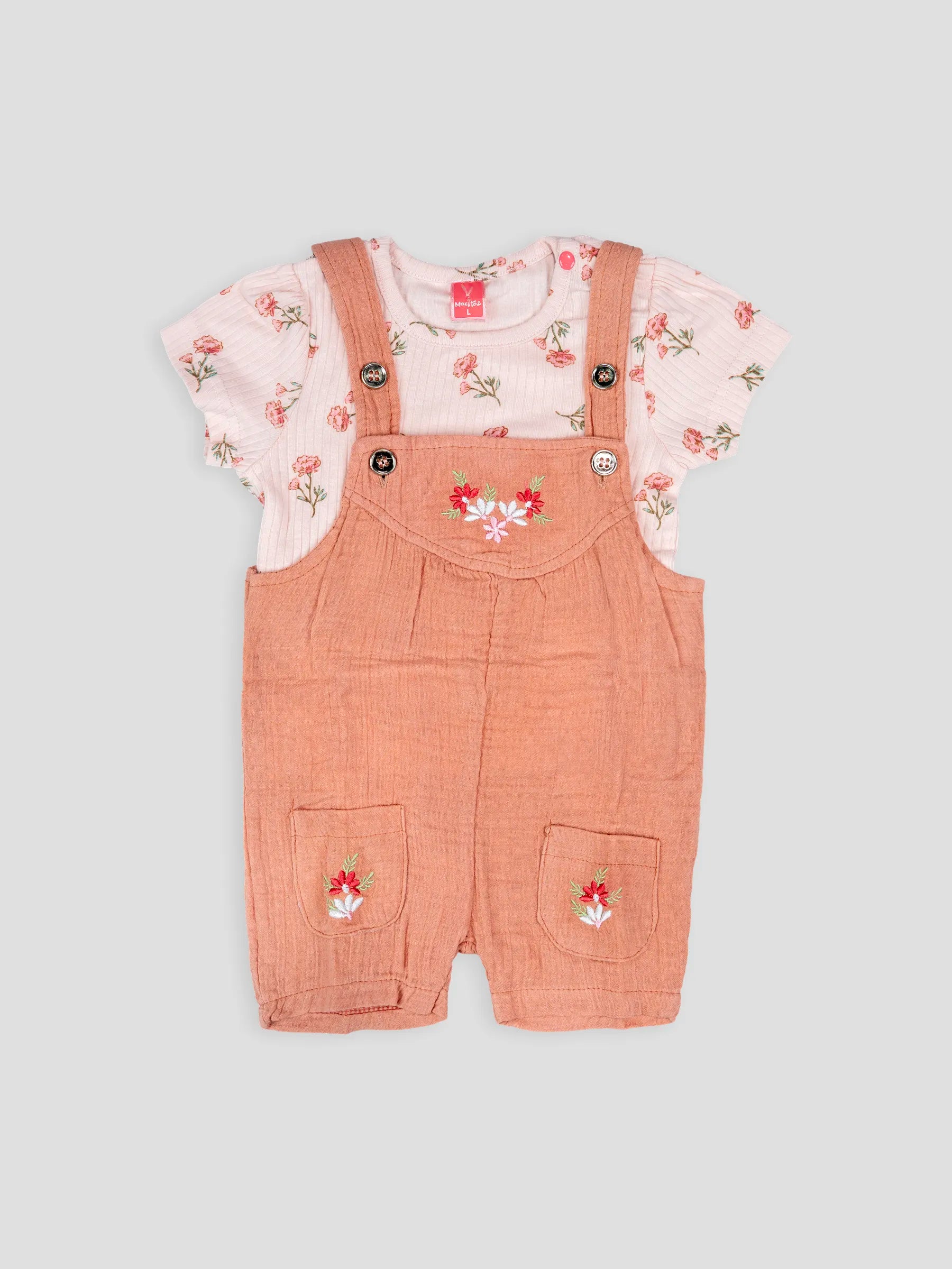 Hap & Hope  Floral Printed Cotton Baba Suit For Baby Girls