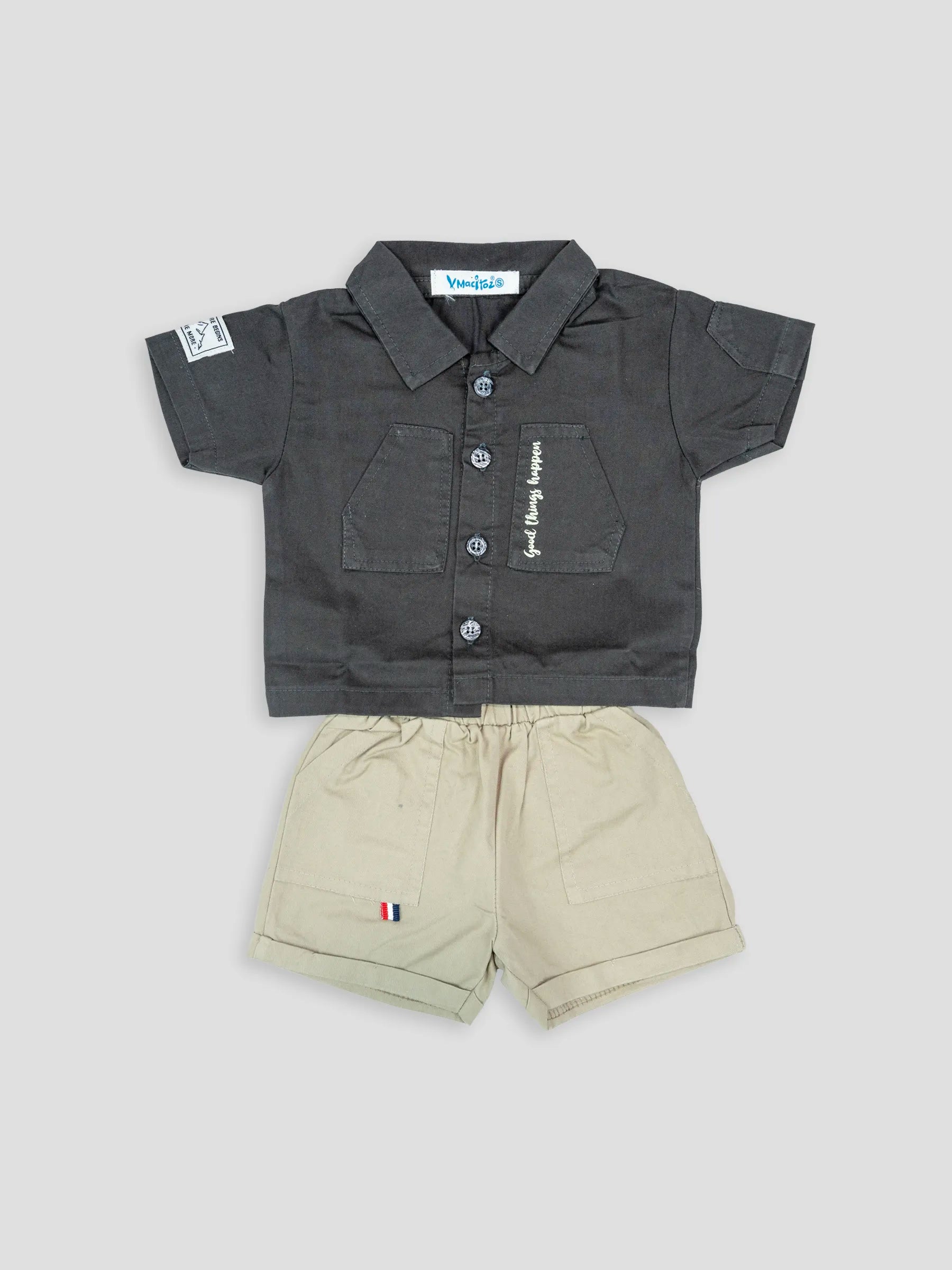 Hap & Hope  Cotton Half Sleeve Collar Neck Shirt & Shorts For Baby Boys