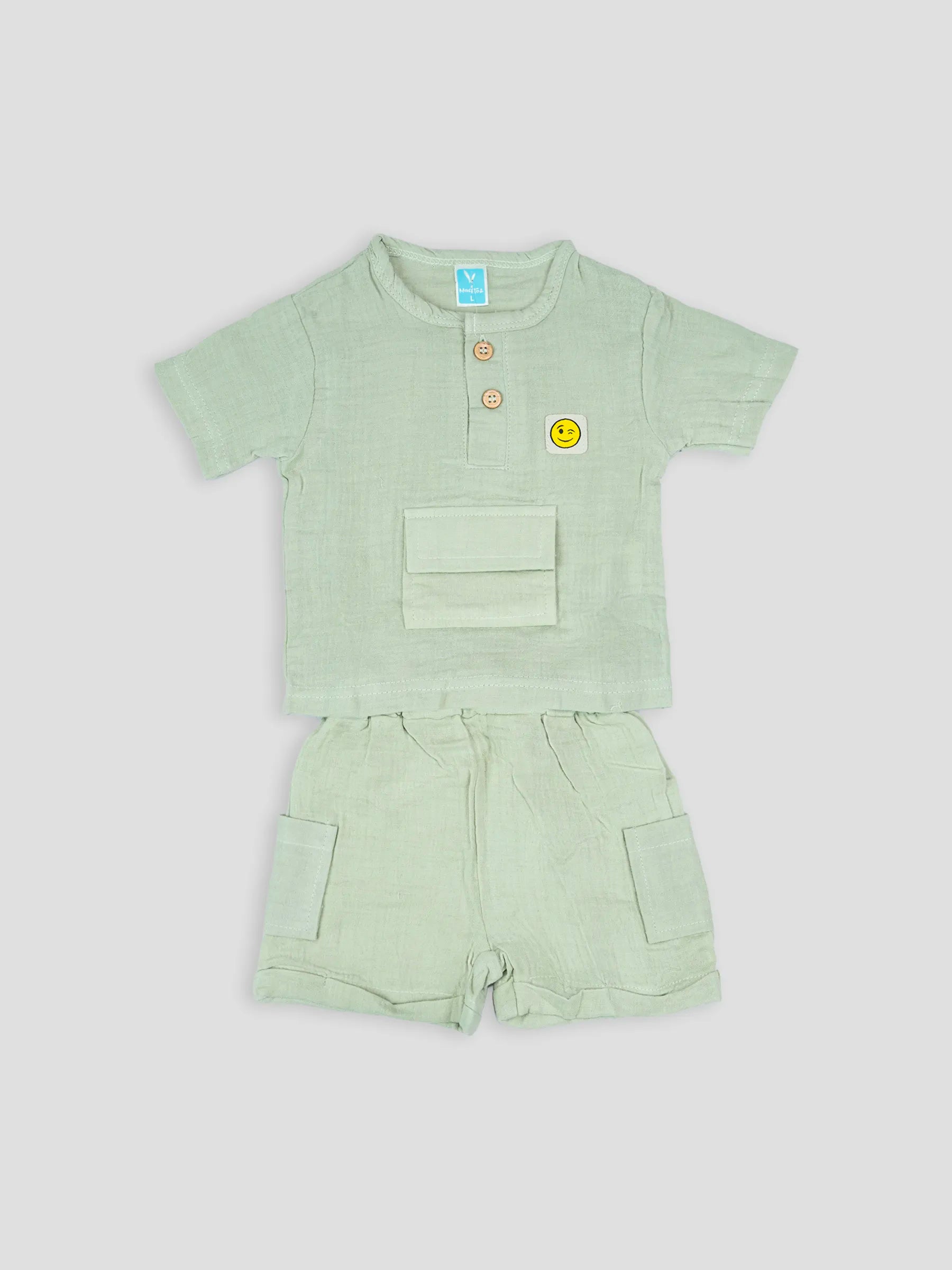 Hap & Hope  Cotton Half Sleeve Round Neck T-Shirt & Shorts For Baby Boys