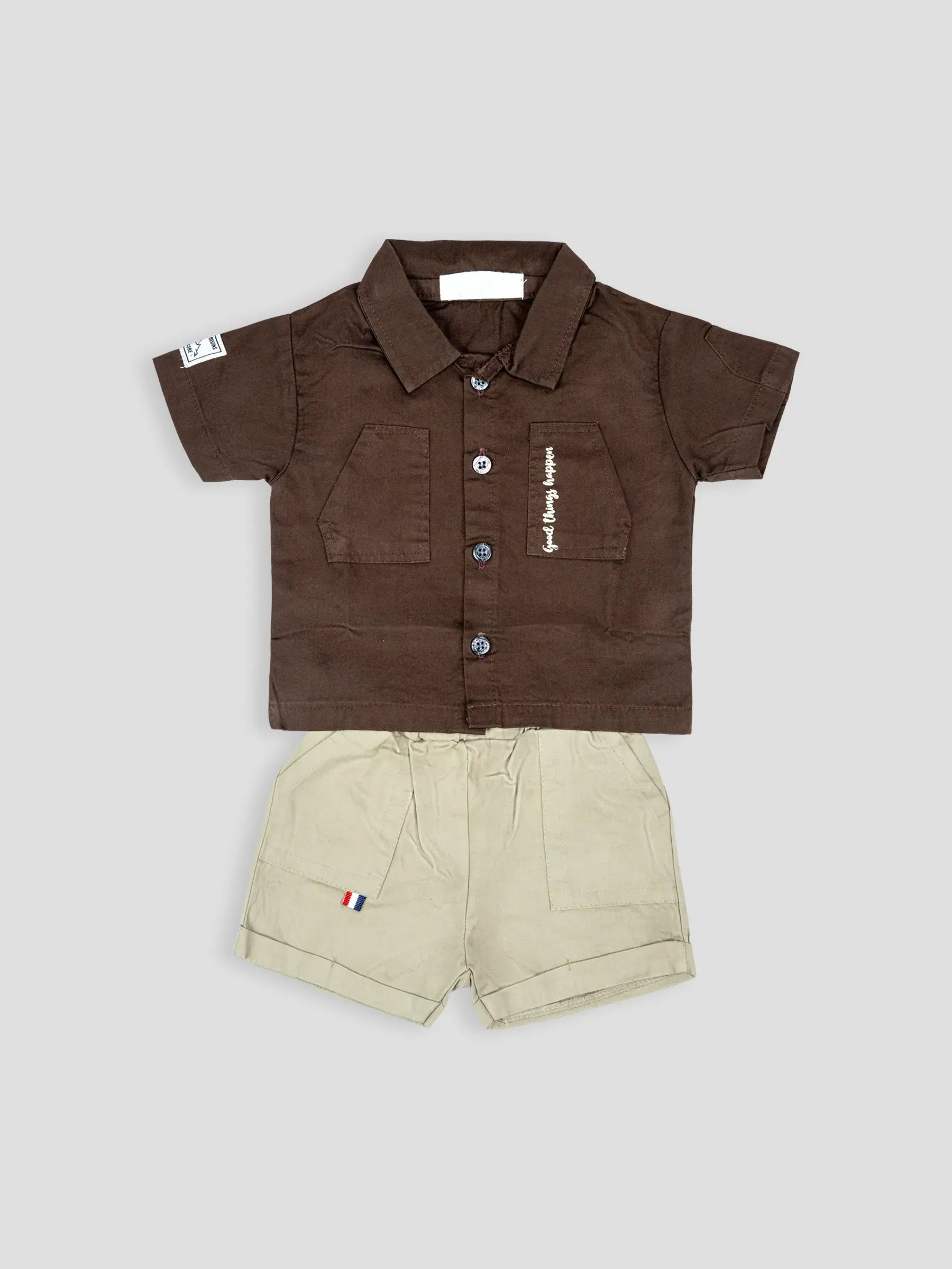 Hap & Hope  Cotton Half Sleeve Collar Neck Shirt & Shorts For Baby Boys