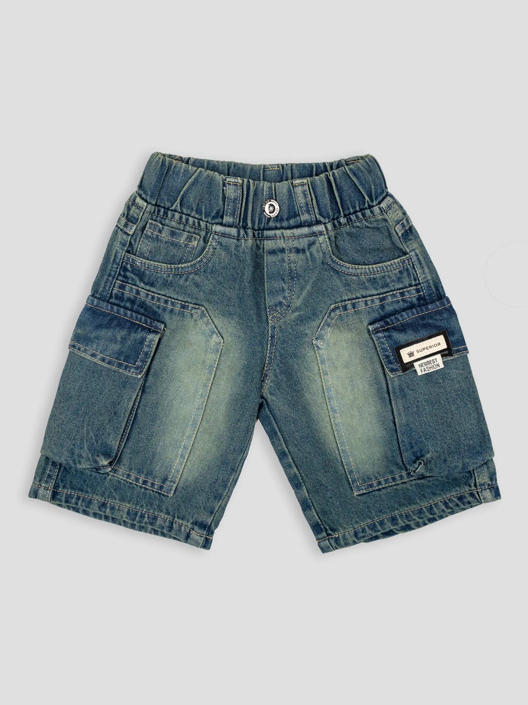 Hap & Hope Boys Relaxed Fit Denim Cargo Shorts For Boys