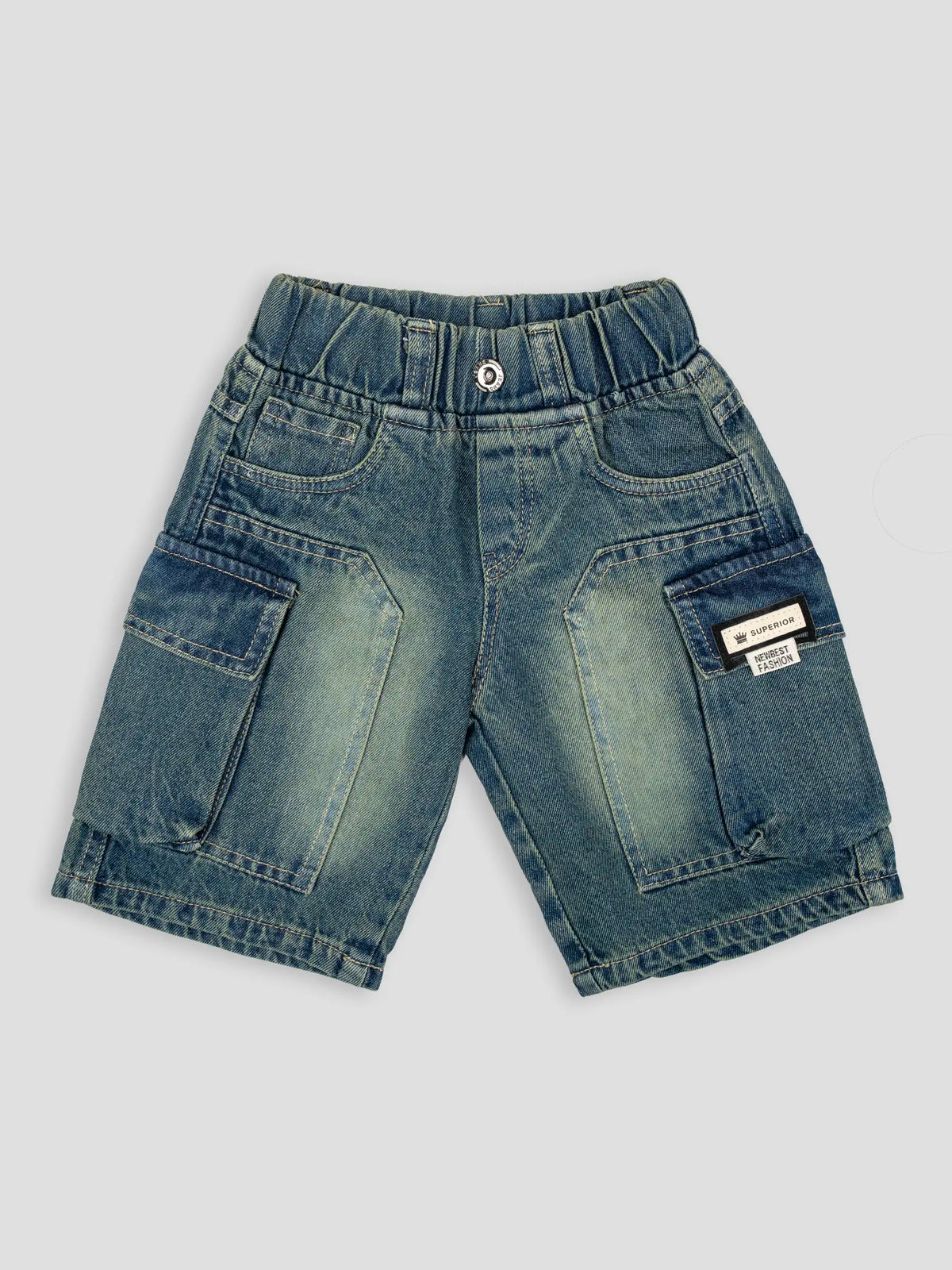 Hap & Hope Boys Relaxed Fit Denim Cargo Shorts For Boys