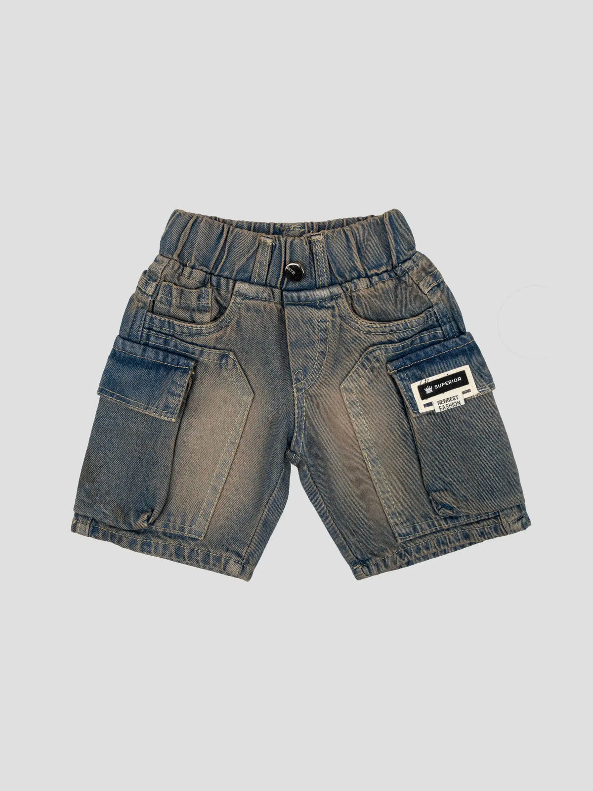 Hap & Hope Boys Relaxed Fit Denim Cargo Shorts For Boys