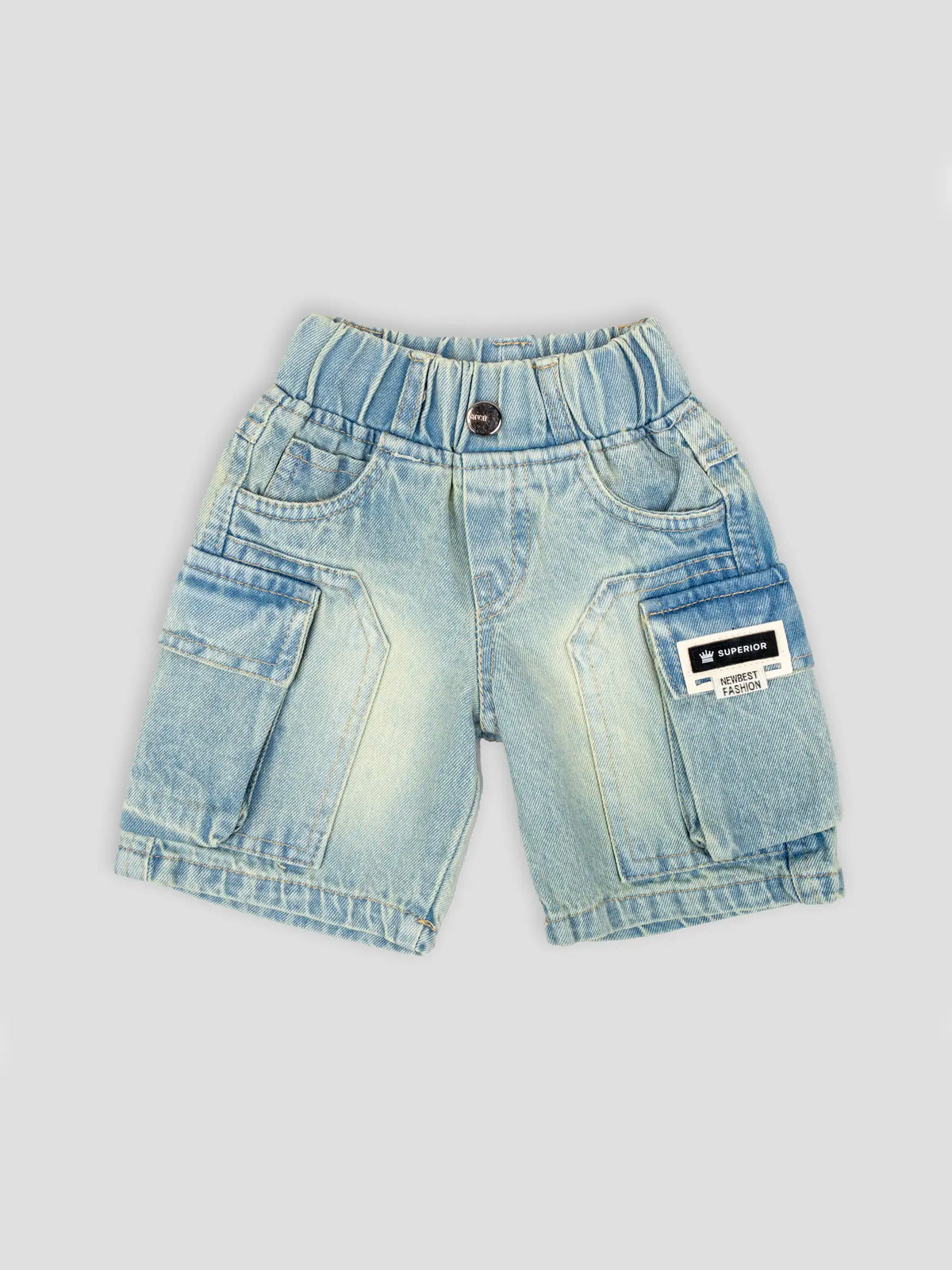 Hap & Hope Boys Relaxed Fit Denim Cargo Shorts For Boys