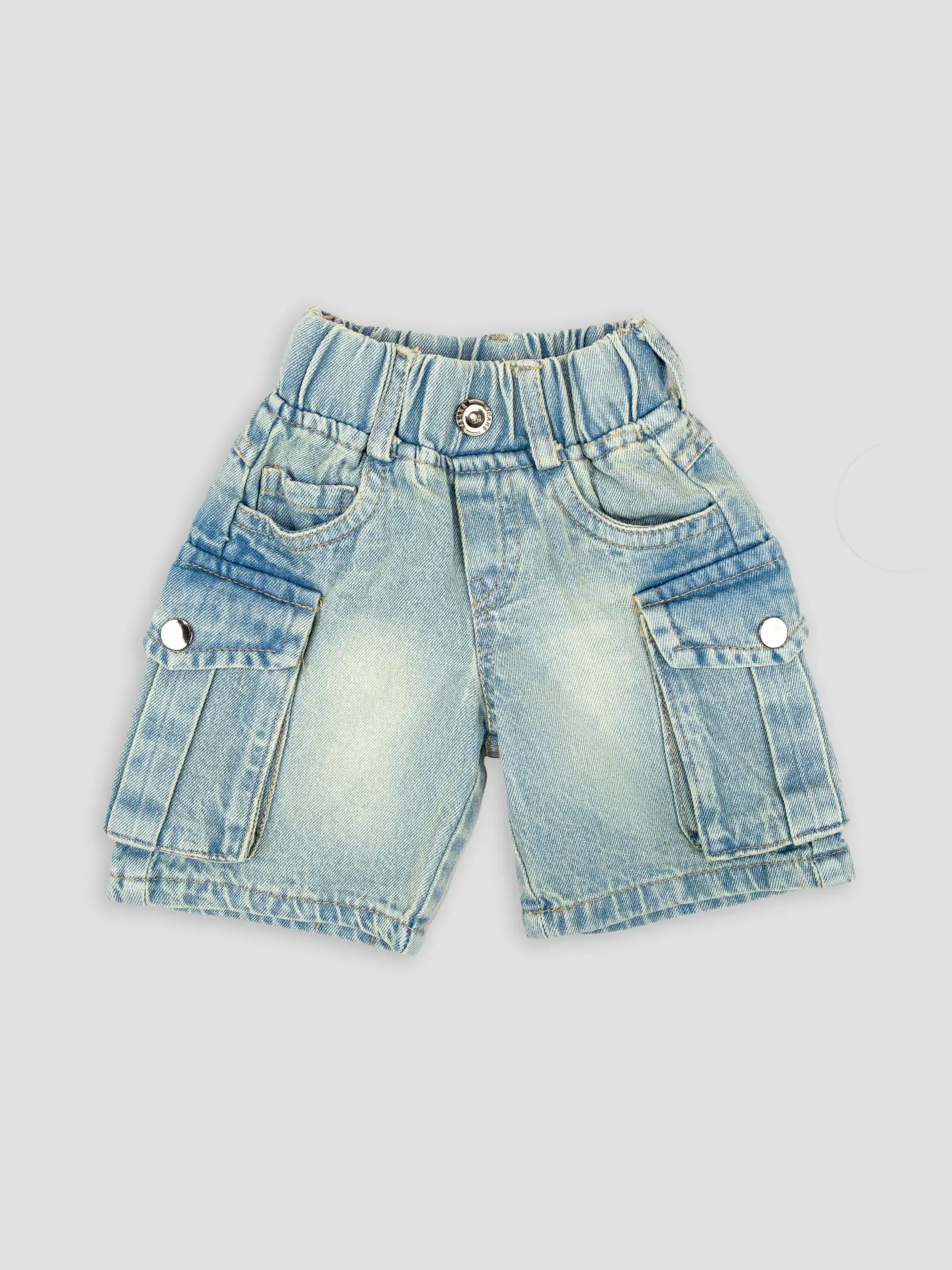 Hap & Hope Boys Relaxed Fit Denim Cargo Shorts with Flap Pockets for boys