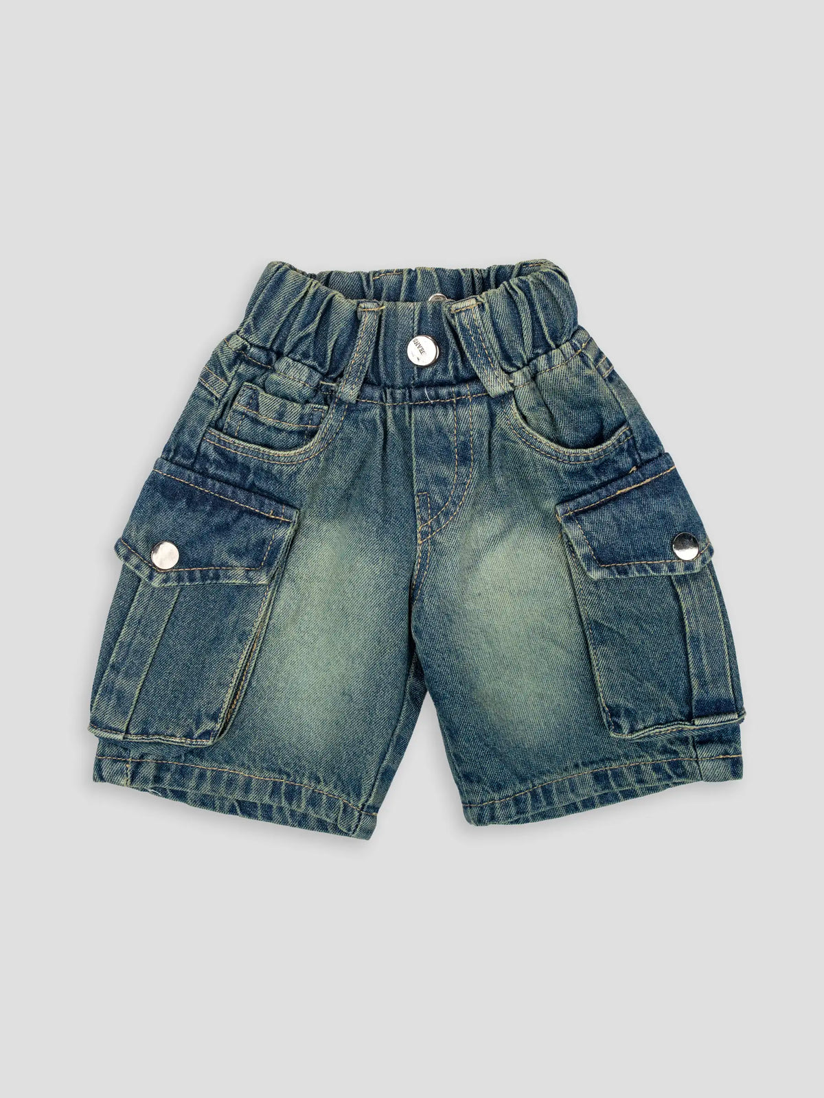 Hap & Hope Boys Relaxed Fit Denim Cargo Shorts with Flap Pockets for boys