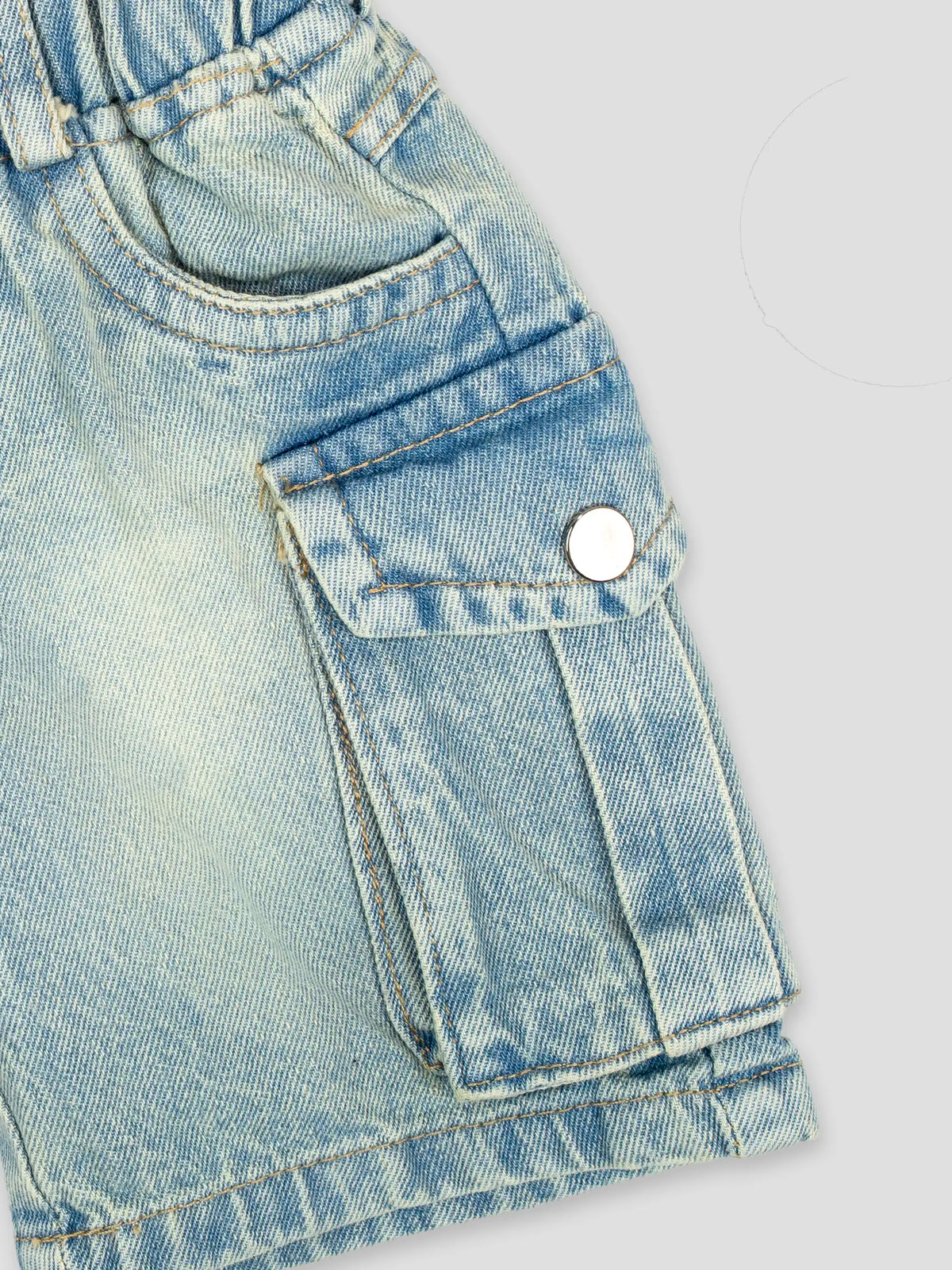 Hap & Hope Boys Relaxed Fit Denim Cargo Shorts with Flap Pockets for boys