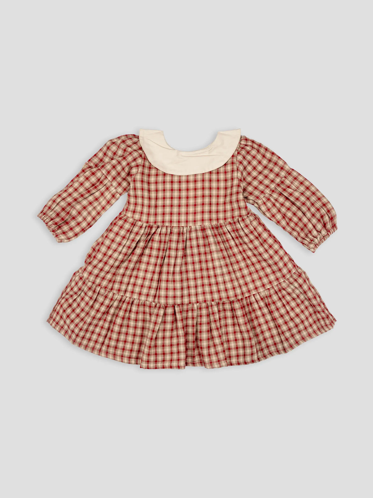 Hap & Hope Checked Full Sleeve Collar Frock For Girls