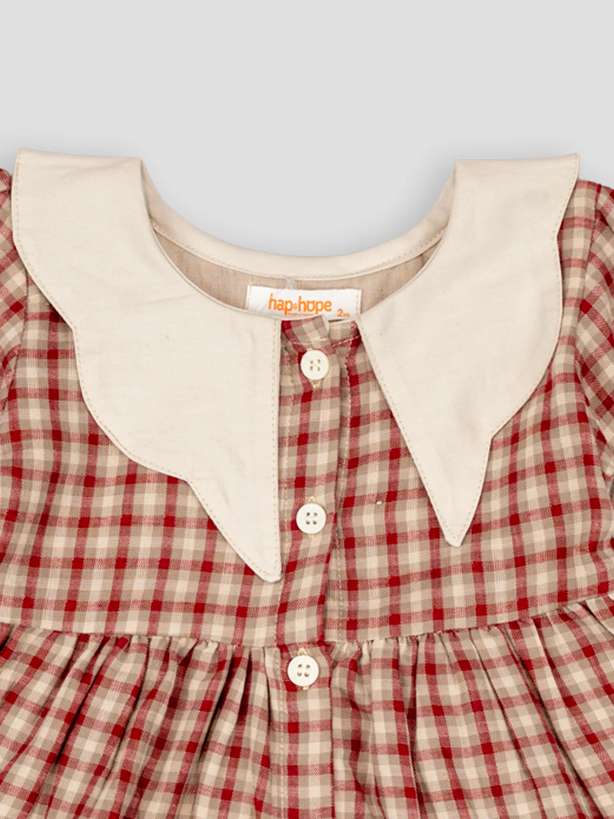 Hap & Hope Checked Full Sleeve Collar Frock For Girls