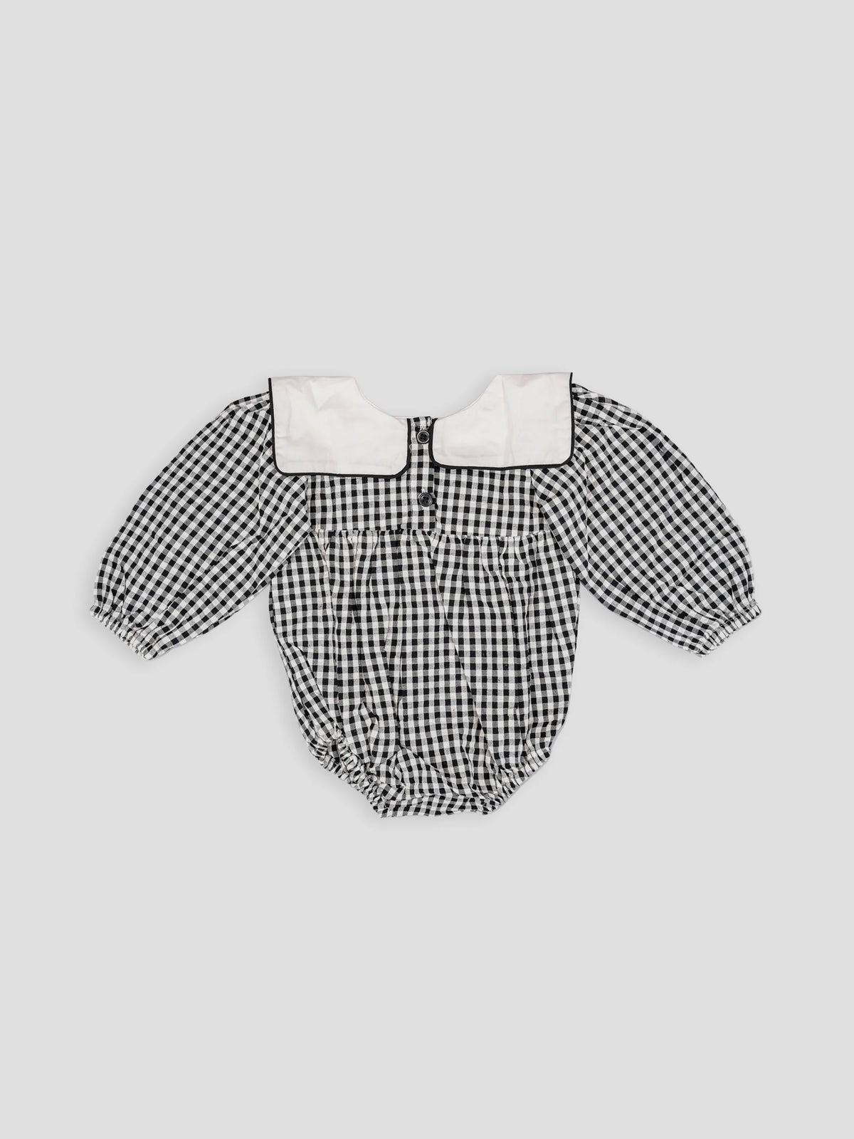 Hap & Hope  Checked Full Sleeve Collar Romper For Baby Girls