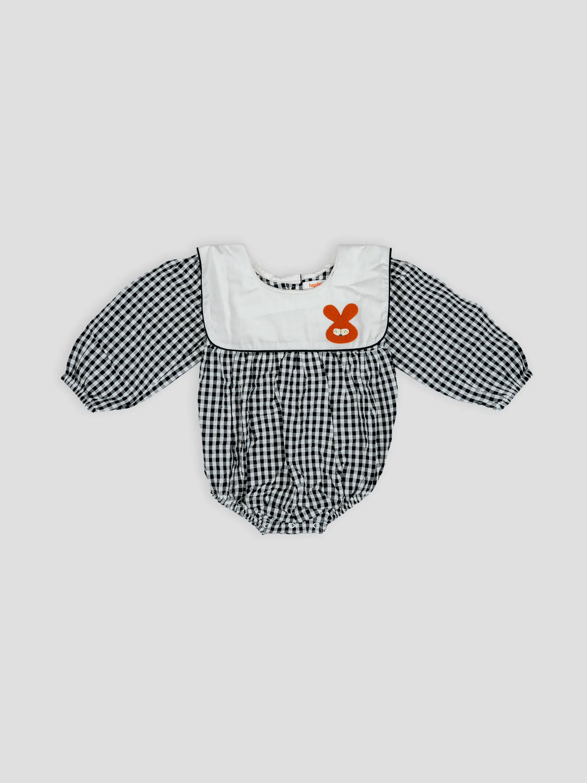 Hap & Hope  Checked Full Sleeve Collar Romper For Baby Girls