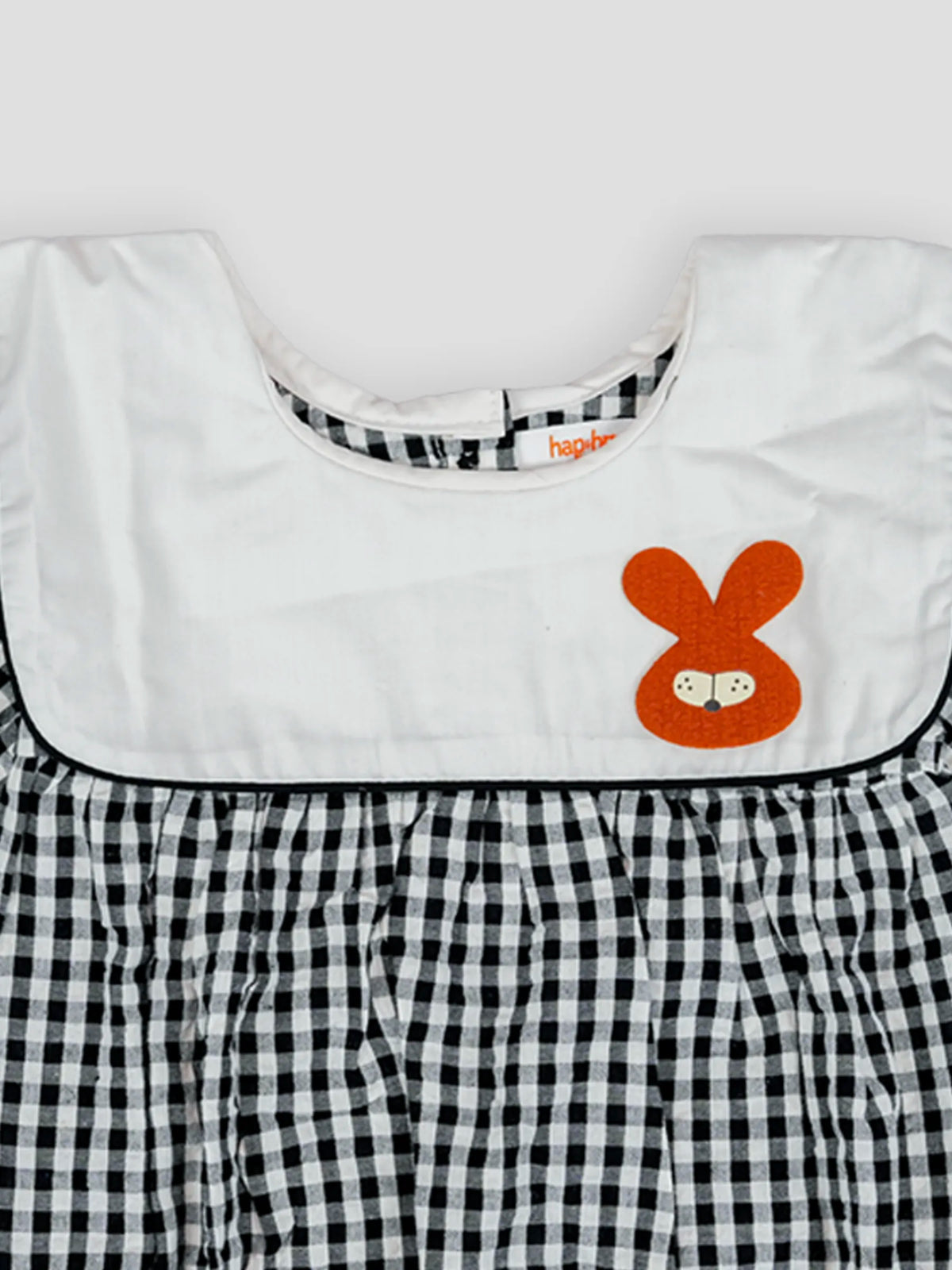 Hap & Hope  Checked Full Sleeve Collar Romper For Baby Girls