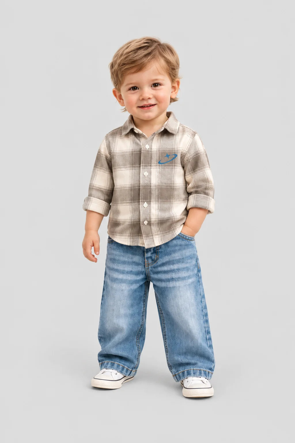 Hap & Hope Checked Full Sleeve Cotton Shirt for Boys