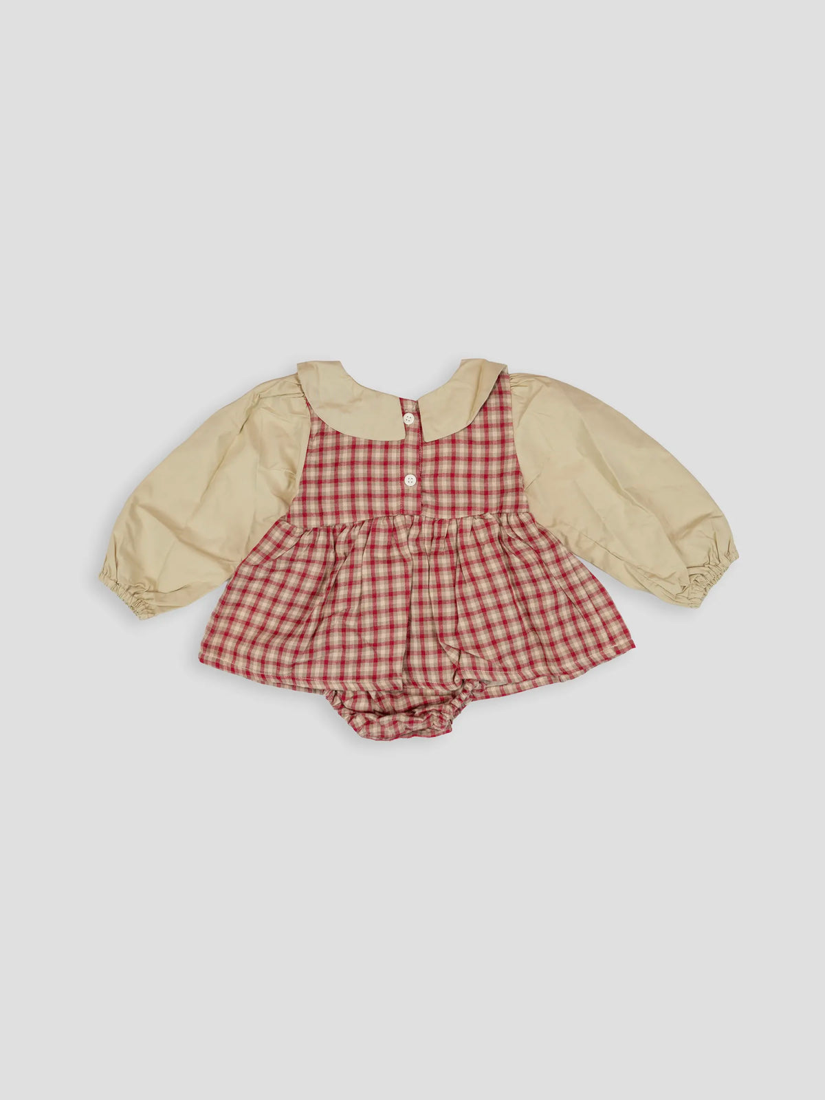 Hap & Hope Checked Full Sleeve Romper For Baby Girls