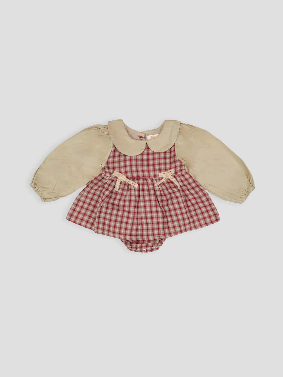 Hap & Hope Checked Full Sleeve Romper For Baby Girls