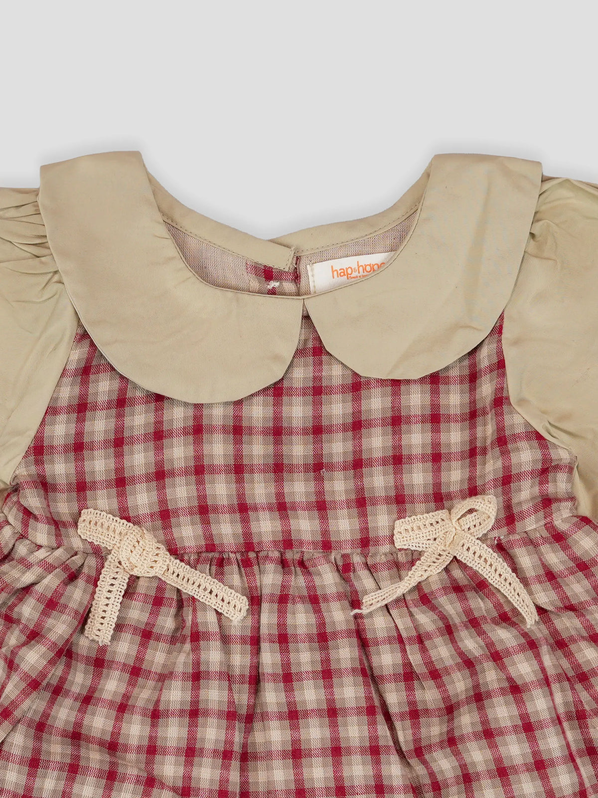 Hap & Hope Checked Full Sleeve Romper For Baby Girls