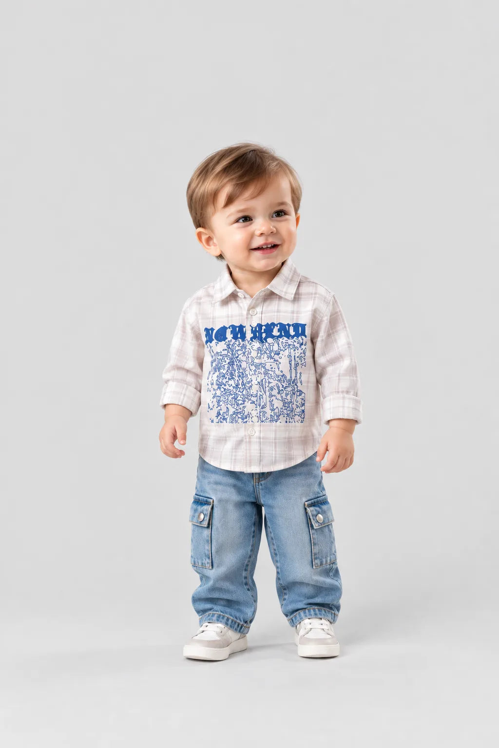 Hap & Hope Checked Graphic Print Full Sleeve Cotton Shirt for Boys