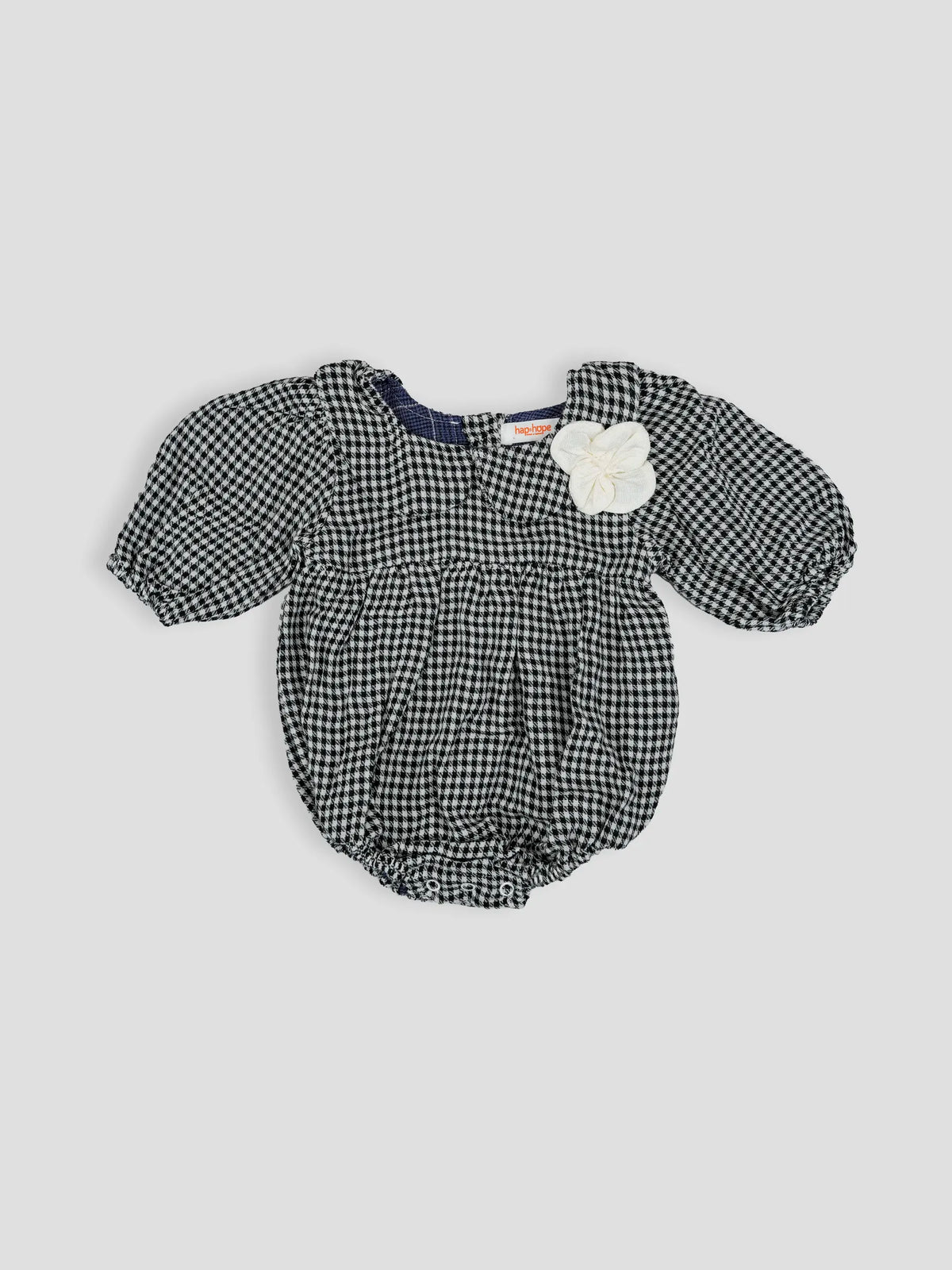 Hap & Hope Comfortable Checked Full Sleeve Romper For Baby Girls