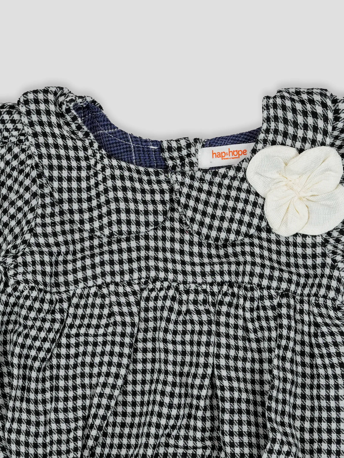 Hap & Hope Comfortable Checked Full Sleeve Romper For Baby Girls