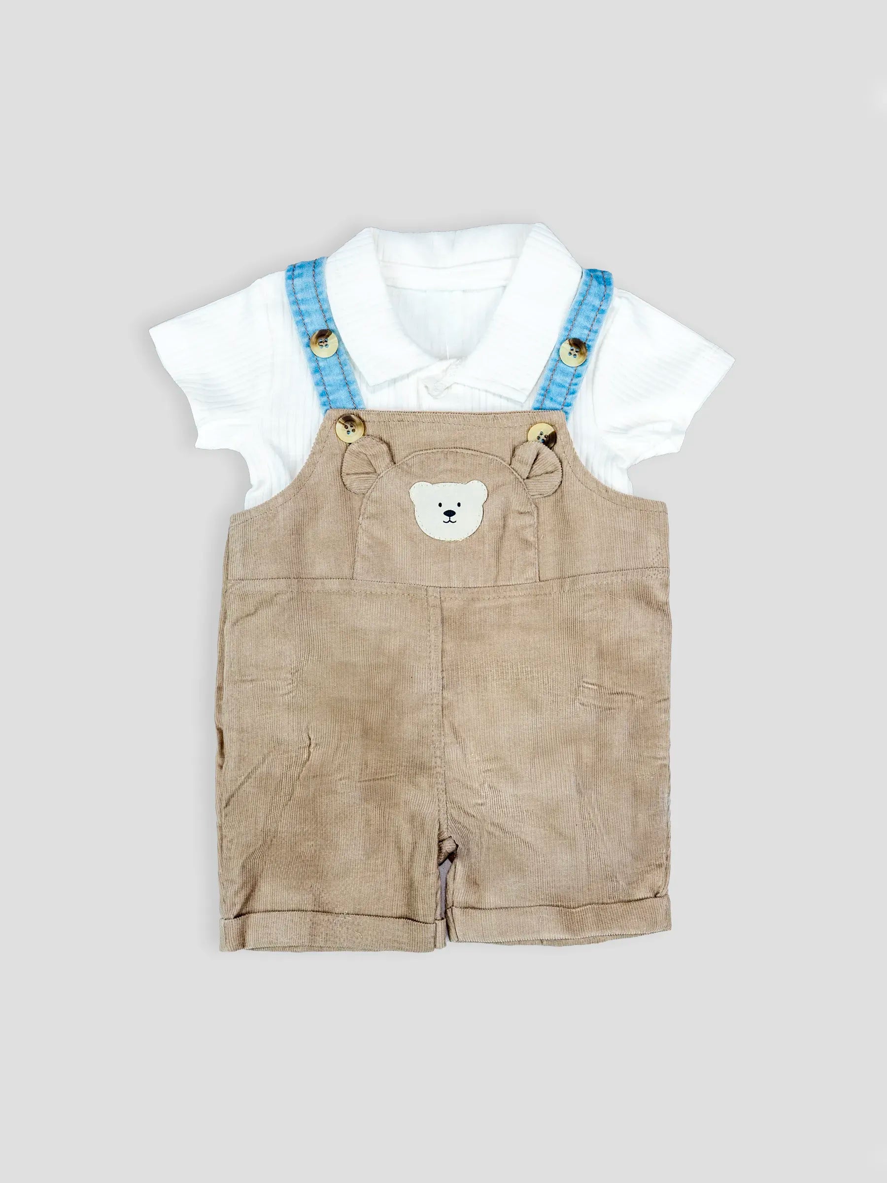 Hap & Hope  Corduroy Baba Suit with Half Sleeve Collar Neck T-Shirt For Baby Boy