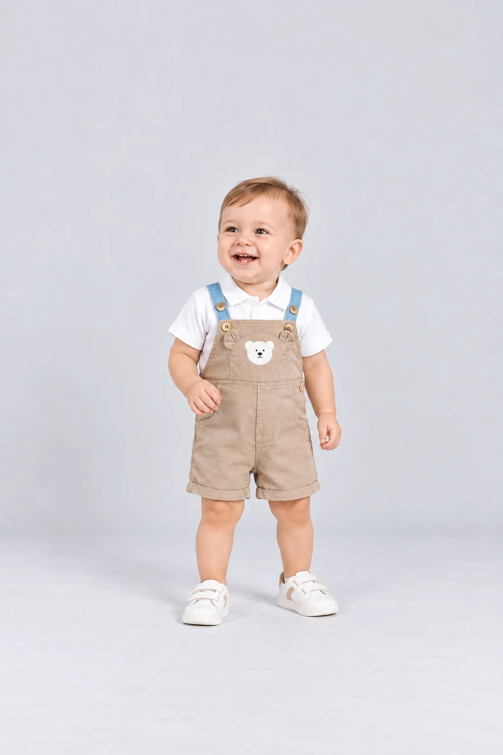 Hap & Hope  Corduroy Baba Suit with Half Sleeve Collar Neck T-Shirt For Baby Boy