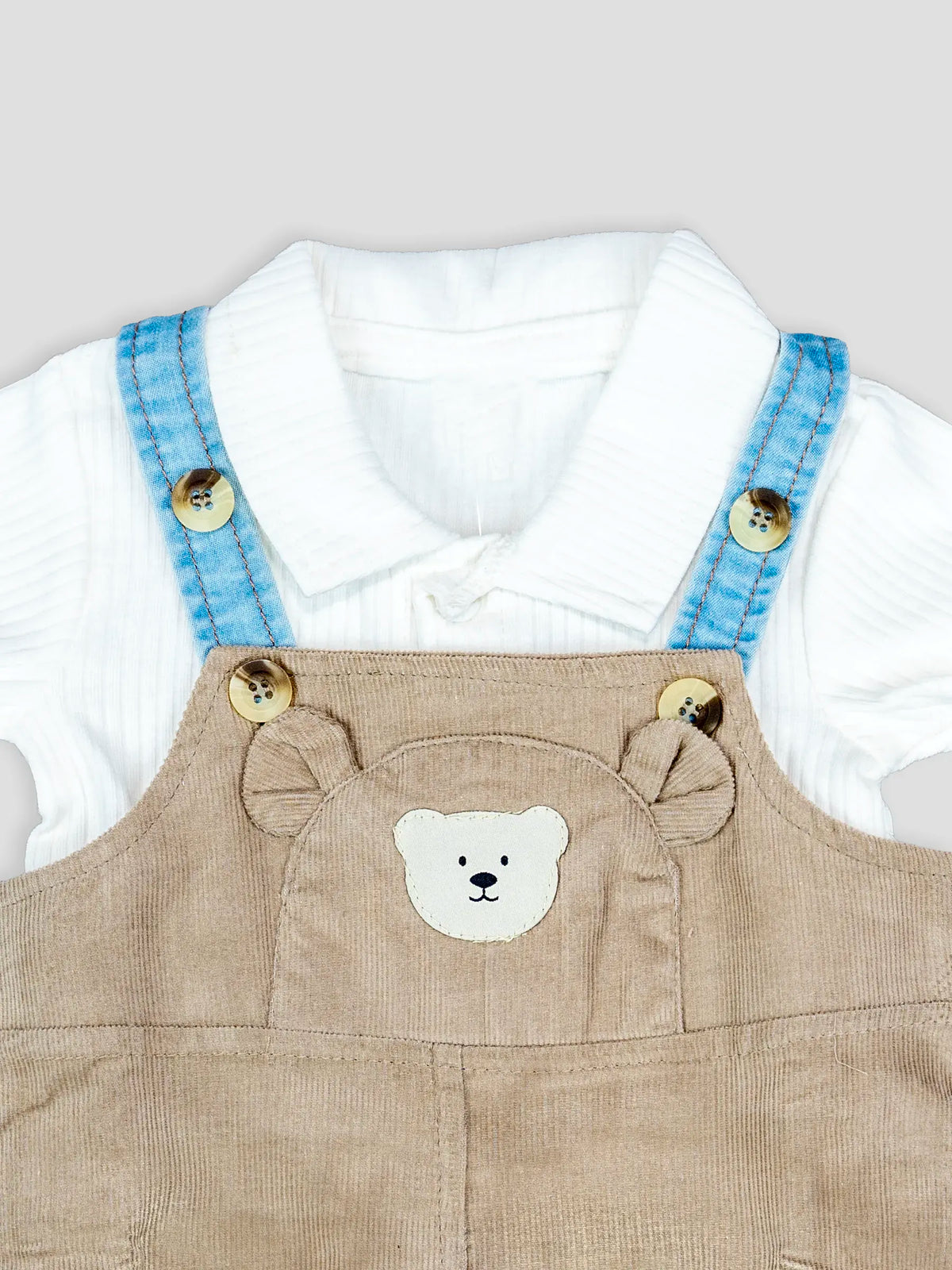 Hap & Hope  Corduroy Baba Suit with Half Sleeve Collar Neck T-Shirt For Baby Boy
