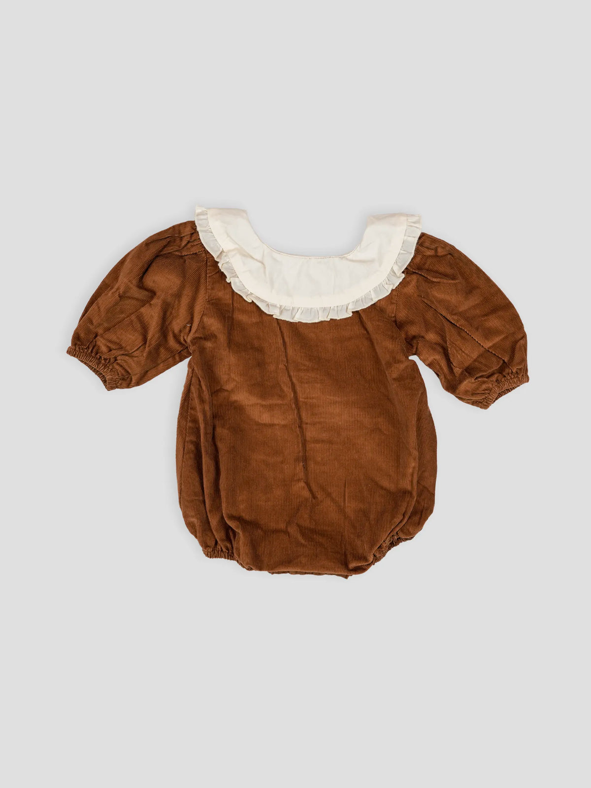 Hap & Hope  Corduroy Collar Neck Full Sleeve Romper For Baby Girls
