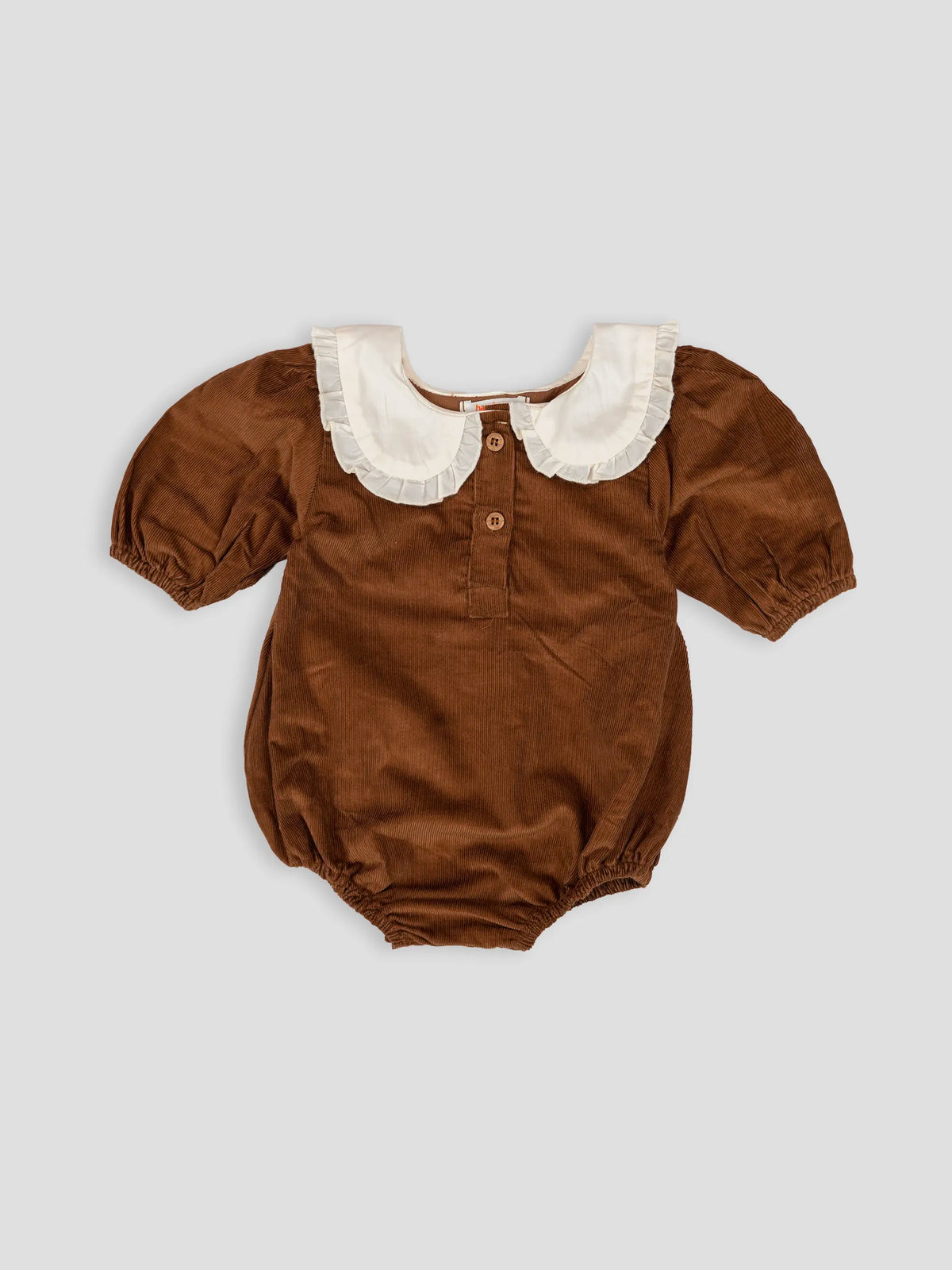 Hap & Hope  Corduroy Collar Neck Full Sleeve Romper For Baby Girls