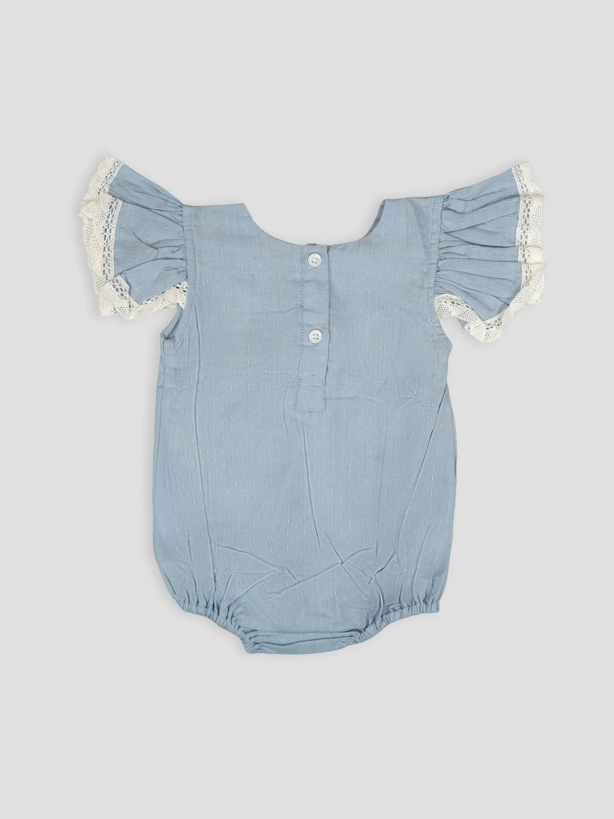 Hap & Hope Cotton Bow Detail Lace Sleeve Romper For Baby Girls