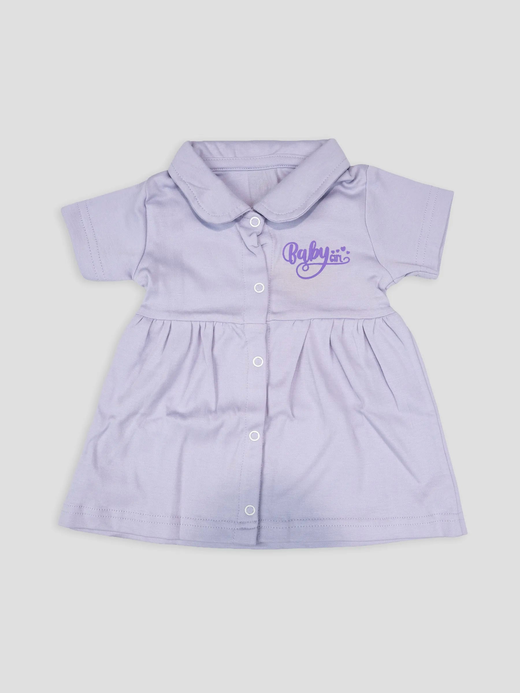 Hap & Hope  Cotton Collar Neck Button Front Frock For Baby Girls