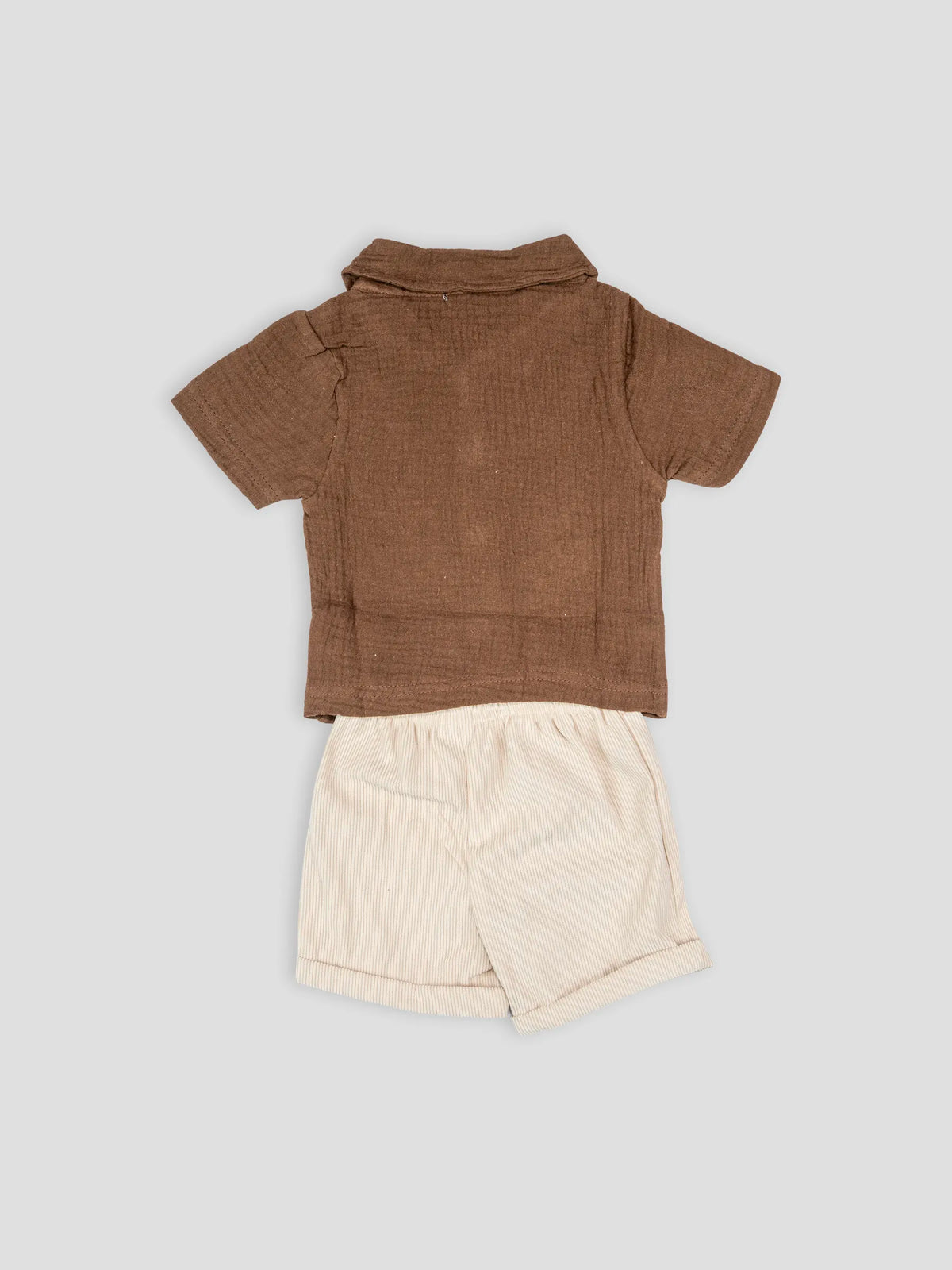 Hap&Hope  Cotton Embroidered Collar Neck Shirt & Shorts For Baby Boys