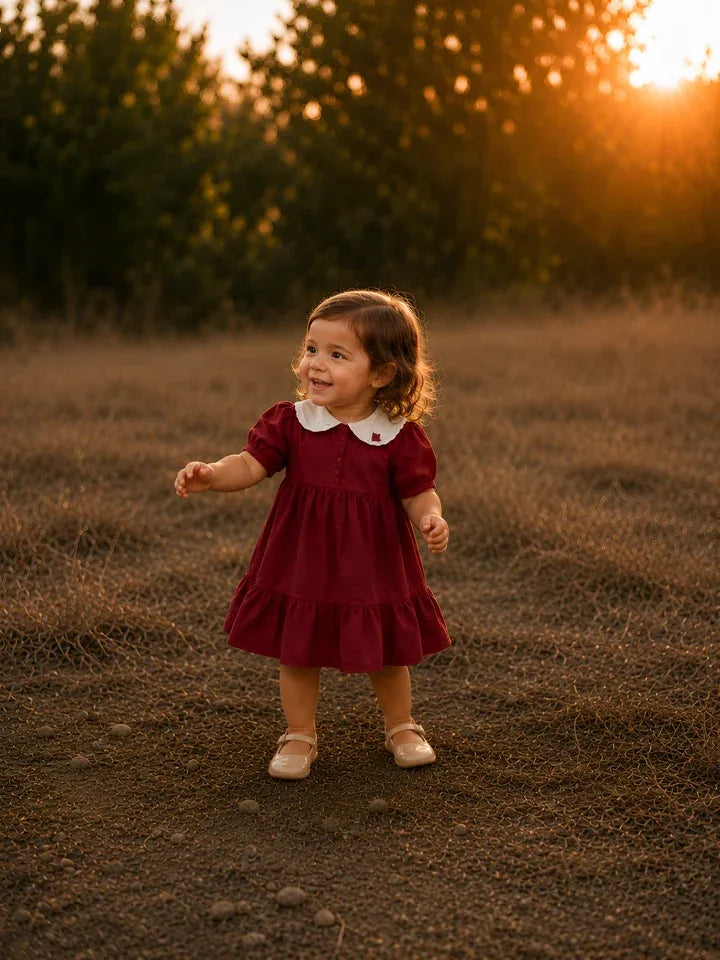 Hap & Hope  Cotton Flared Frock Dress with Classic For Girls 