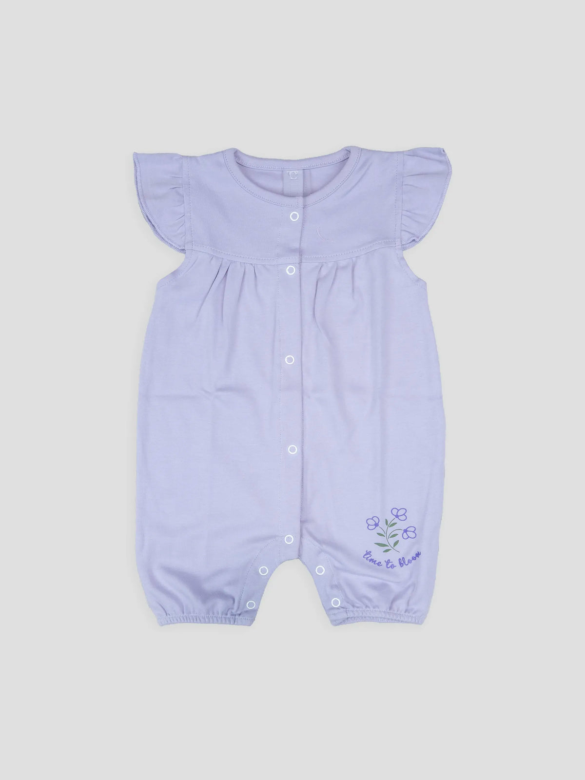Hap & Hope  Cotton Flutter Sleeve Button Front Romper For Baby Girls