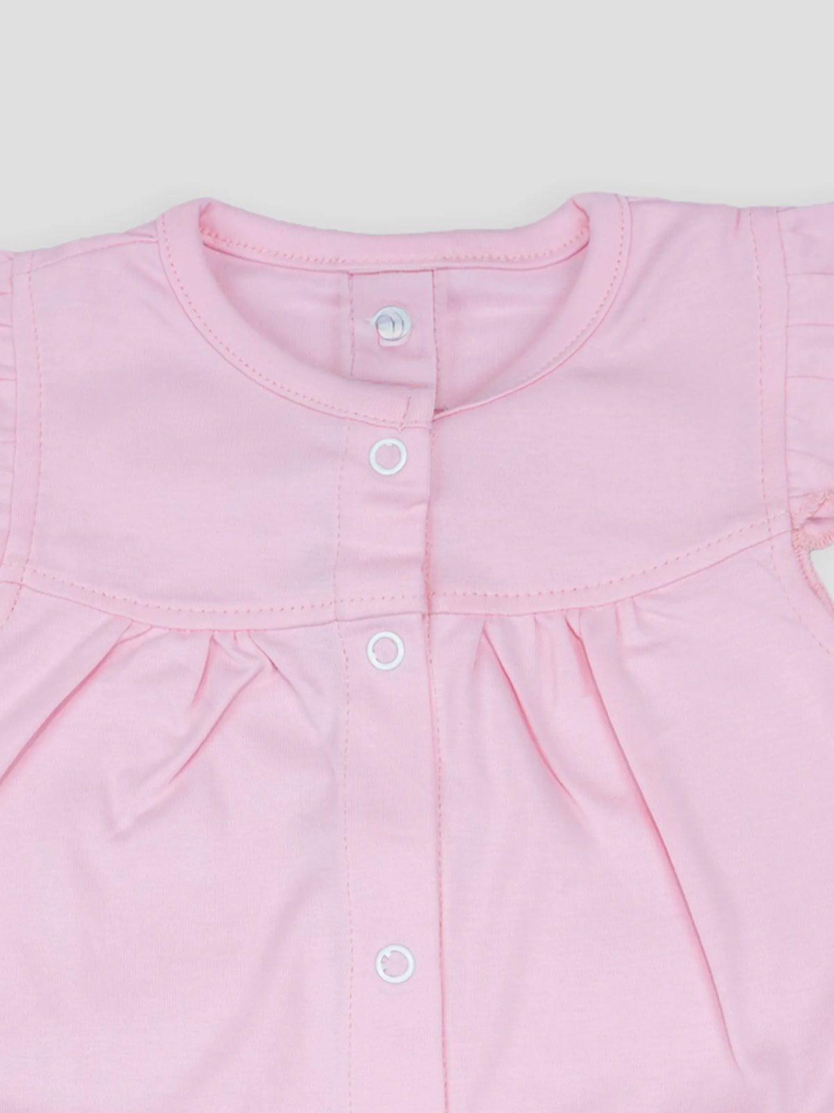 Hap & Hope  Cotton Flutter Sleeve Button Front Romper For Baby Girls