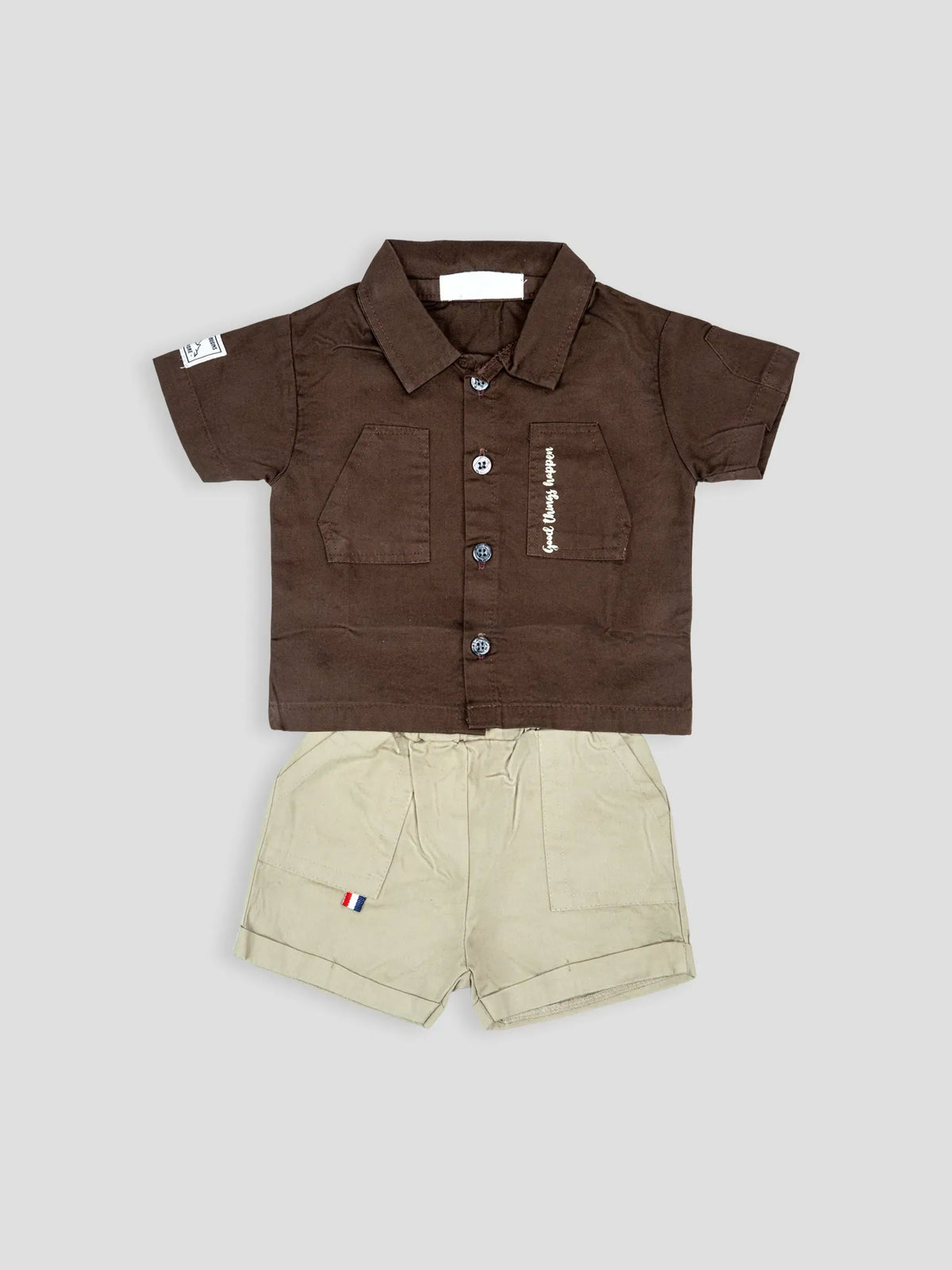 Hap & Hope  Cotton Half Sleeve Collar Neck Shirt & Shorts For Baby Boys