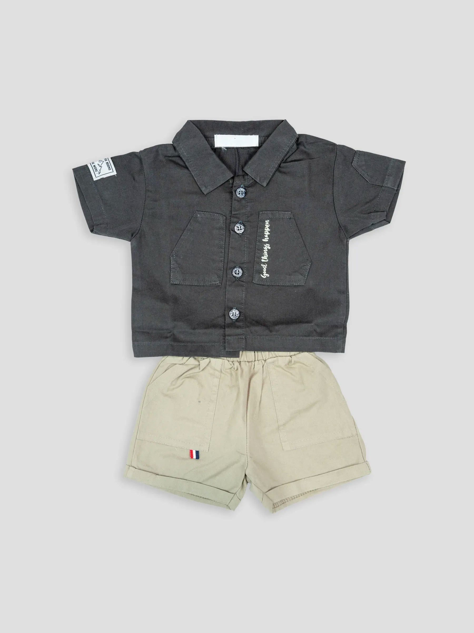Hap & Hope  Cotton Half Sleeve Collar Neck Shirt & Shorts For Baby Boys