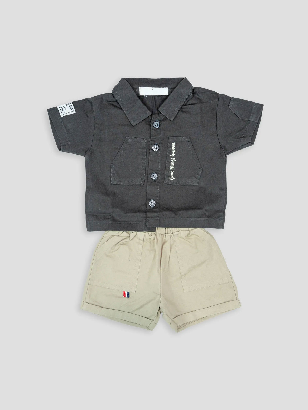 Hap & Hope  Cotton Half Sleeve Collar Neck Shirt & Shorts For Baby Boys